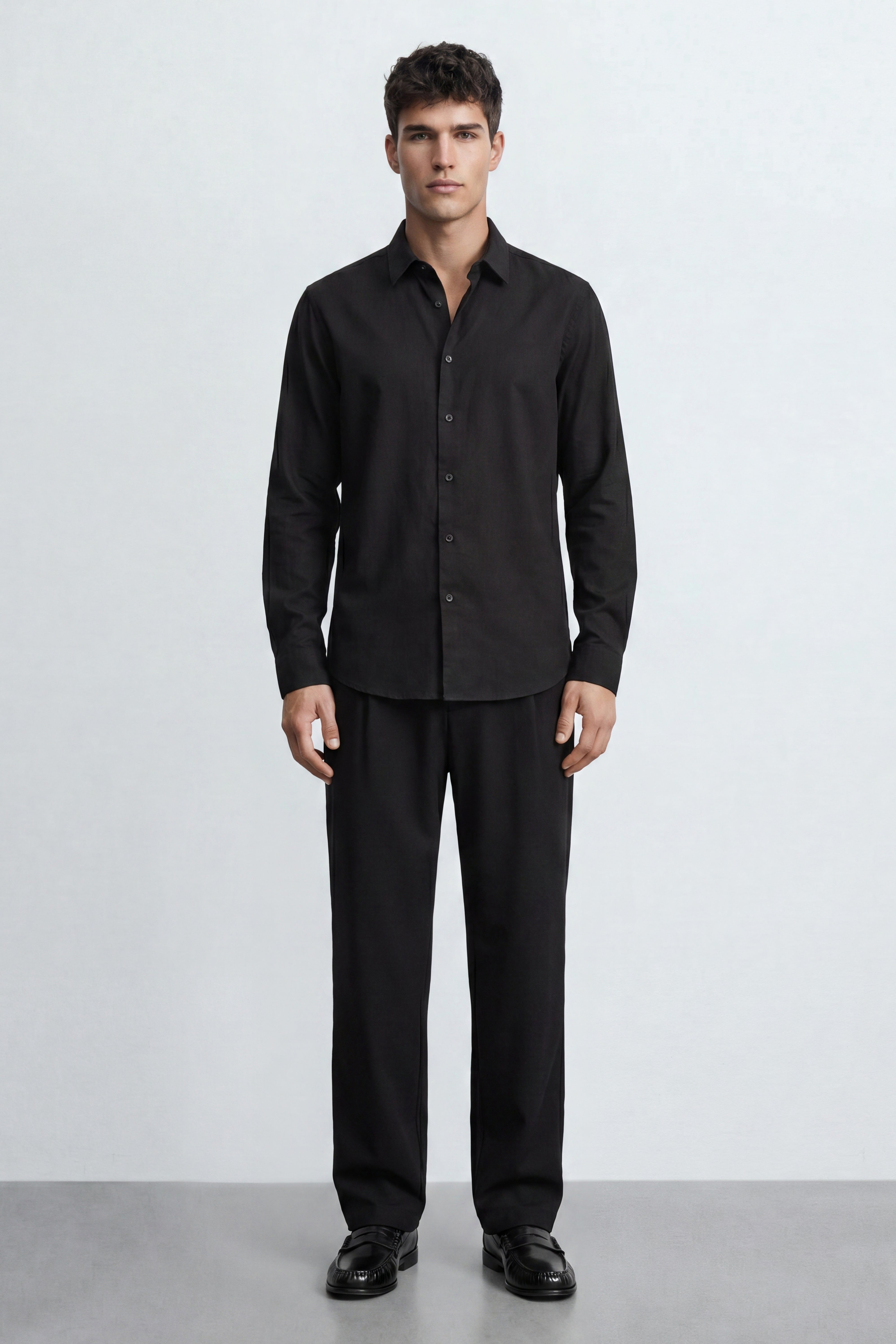 Relaxed Fit Linen Long Sleeve Shirt