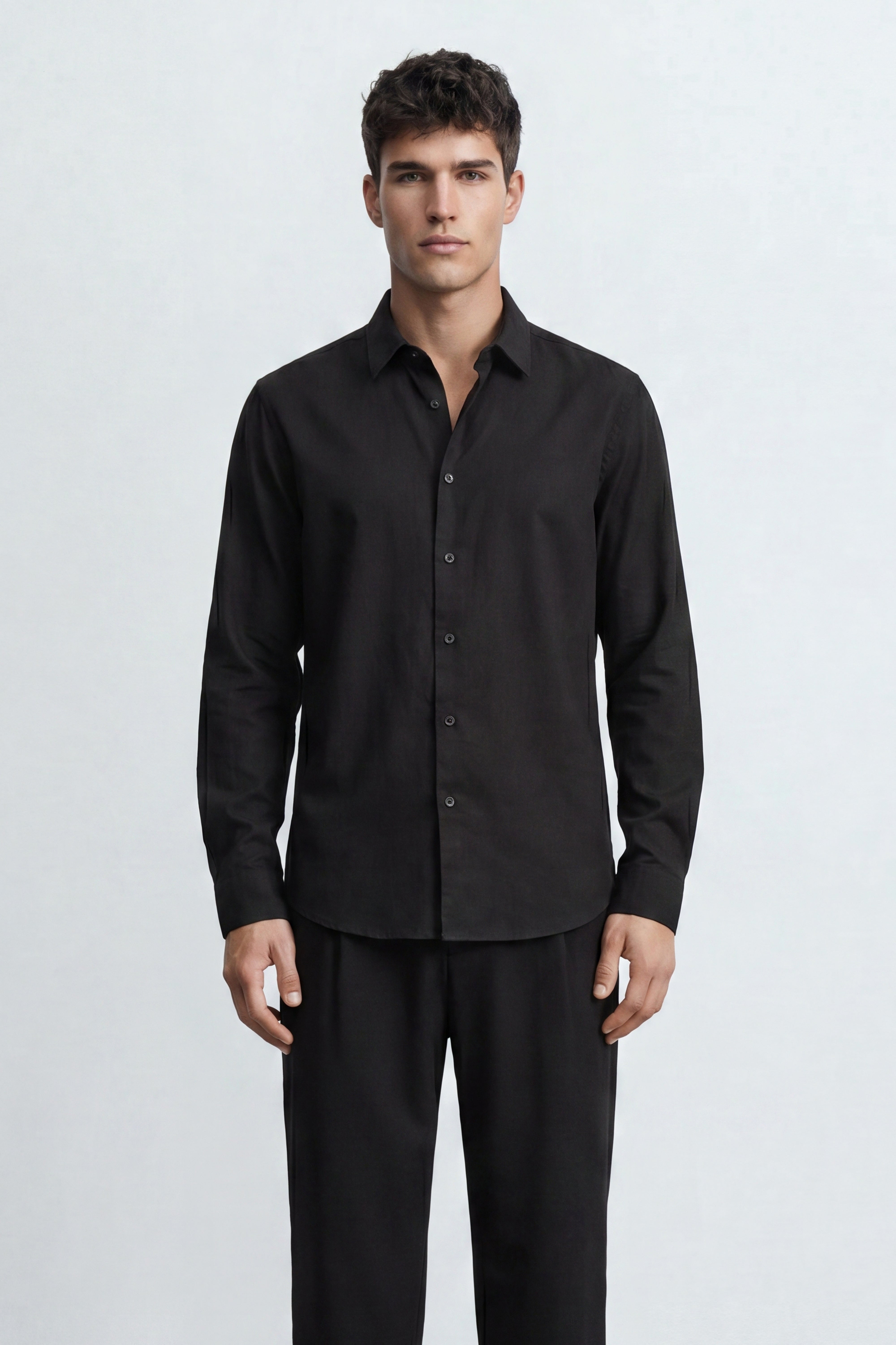 Relaxed Fit Linen Long Sleeve Shirt