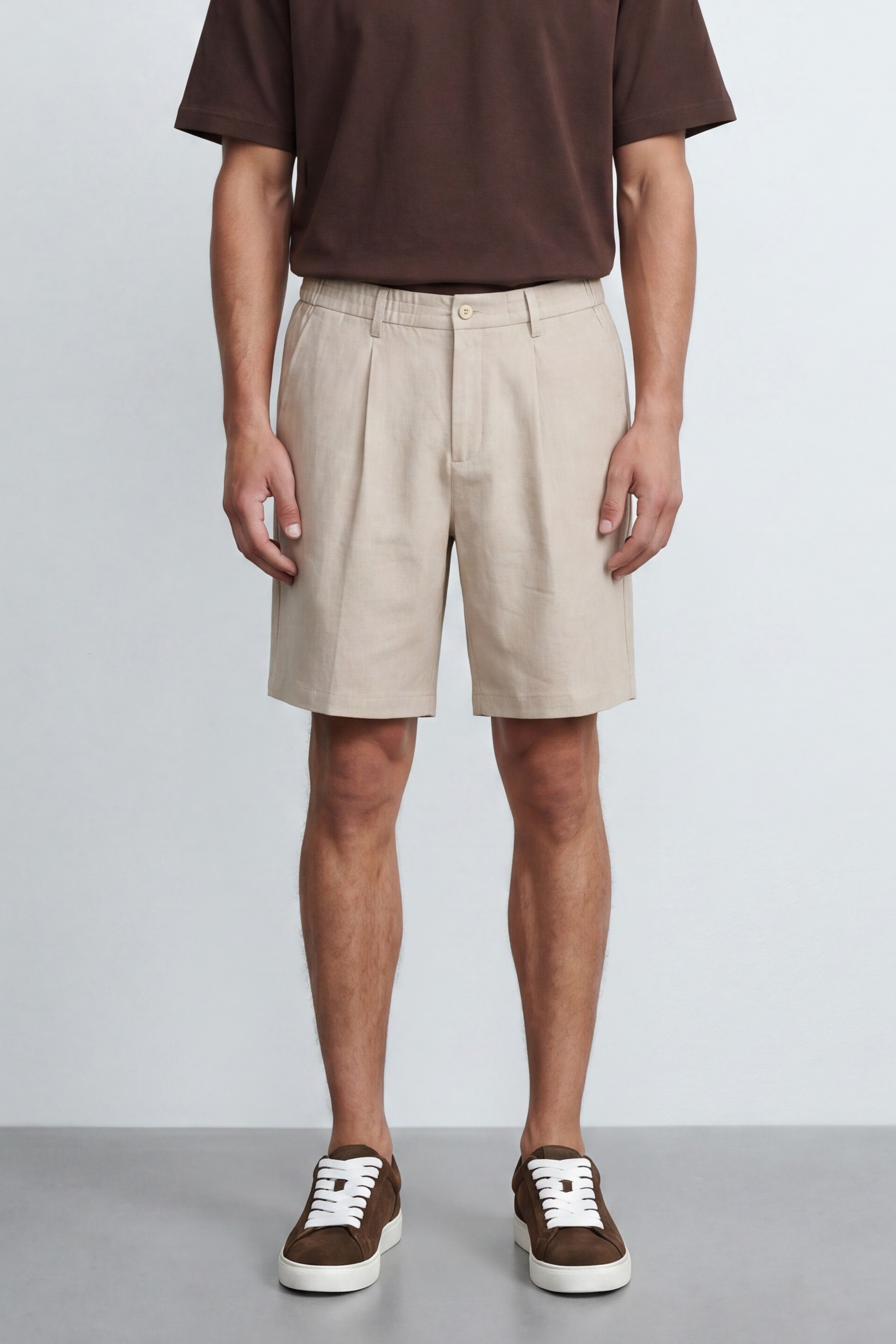 Slim Fit Linen Blend Bermuda