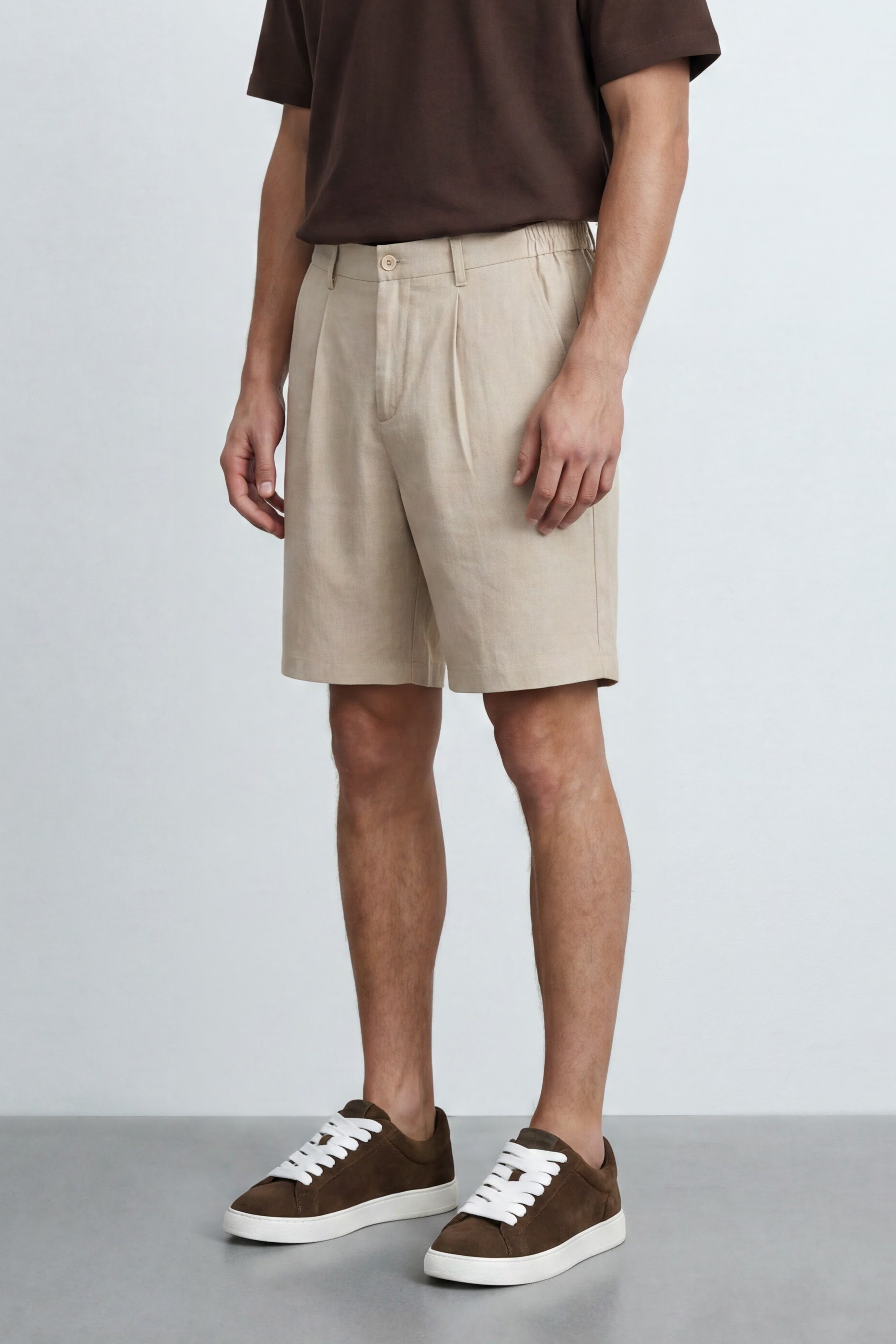 Slim Fit Linen Blend Bermuda