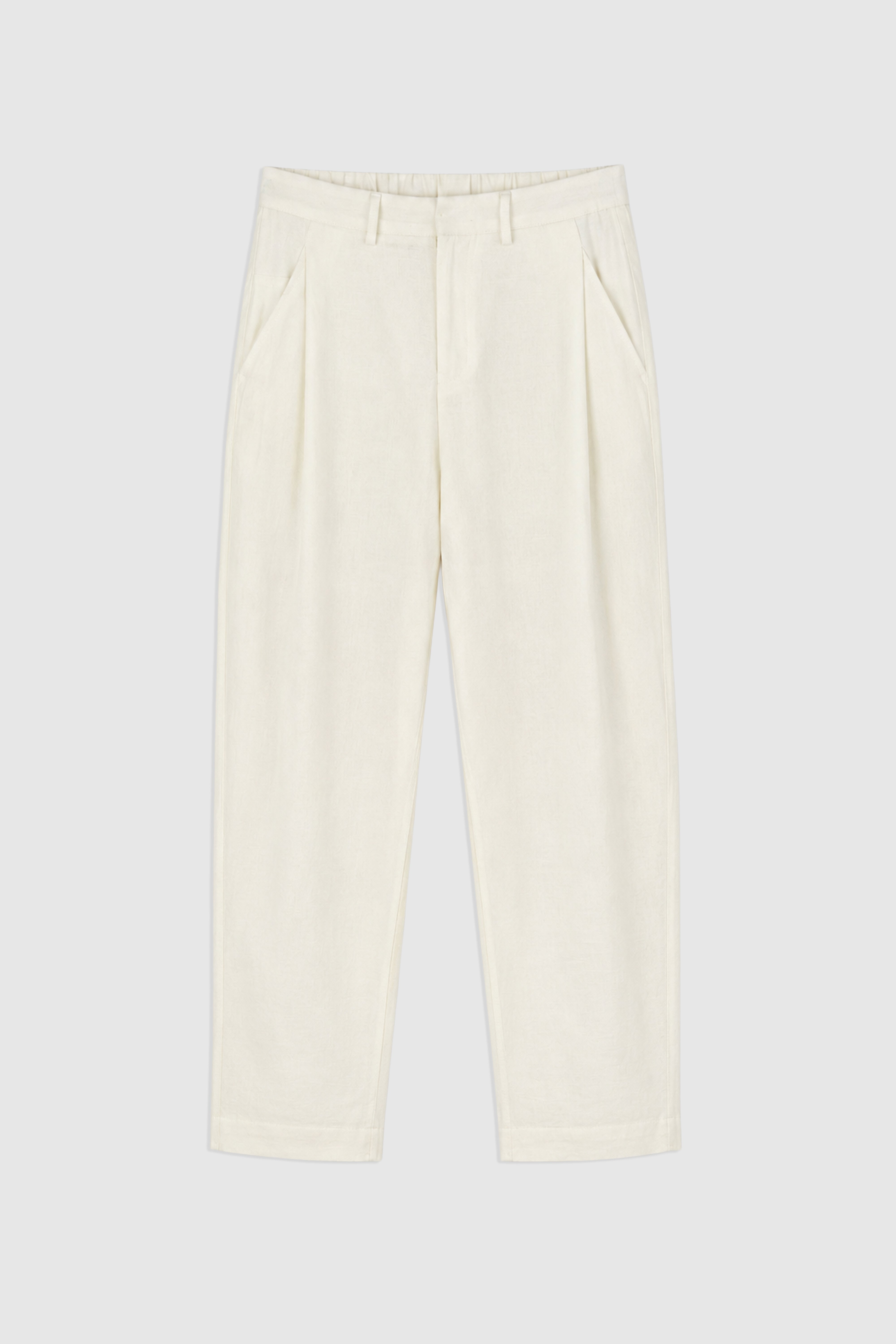 Carrot Fit Linen Blend Pants