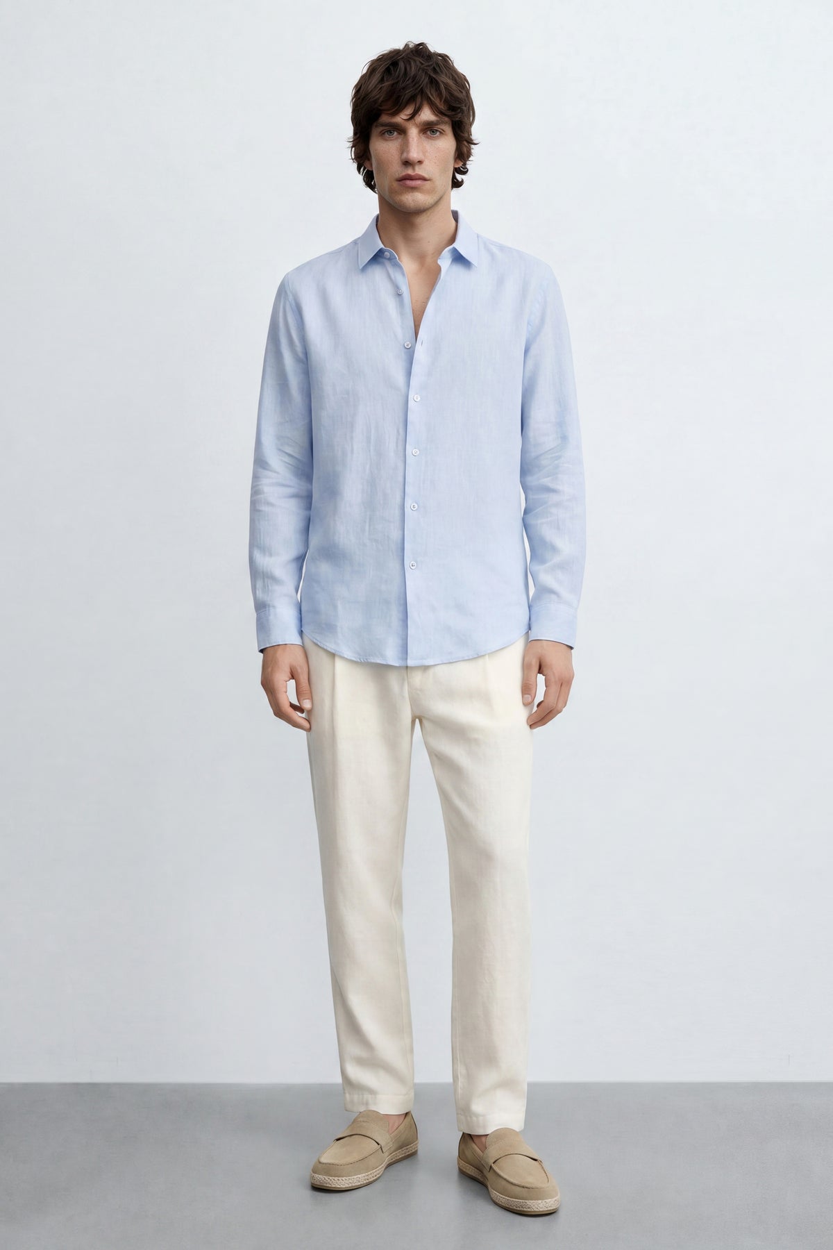 Carrot Fit Linen Blend Pants