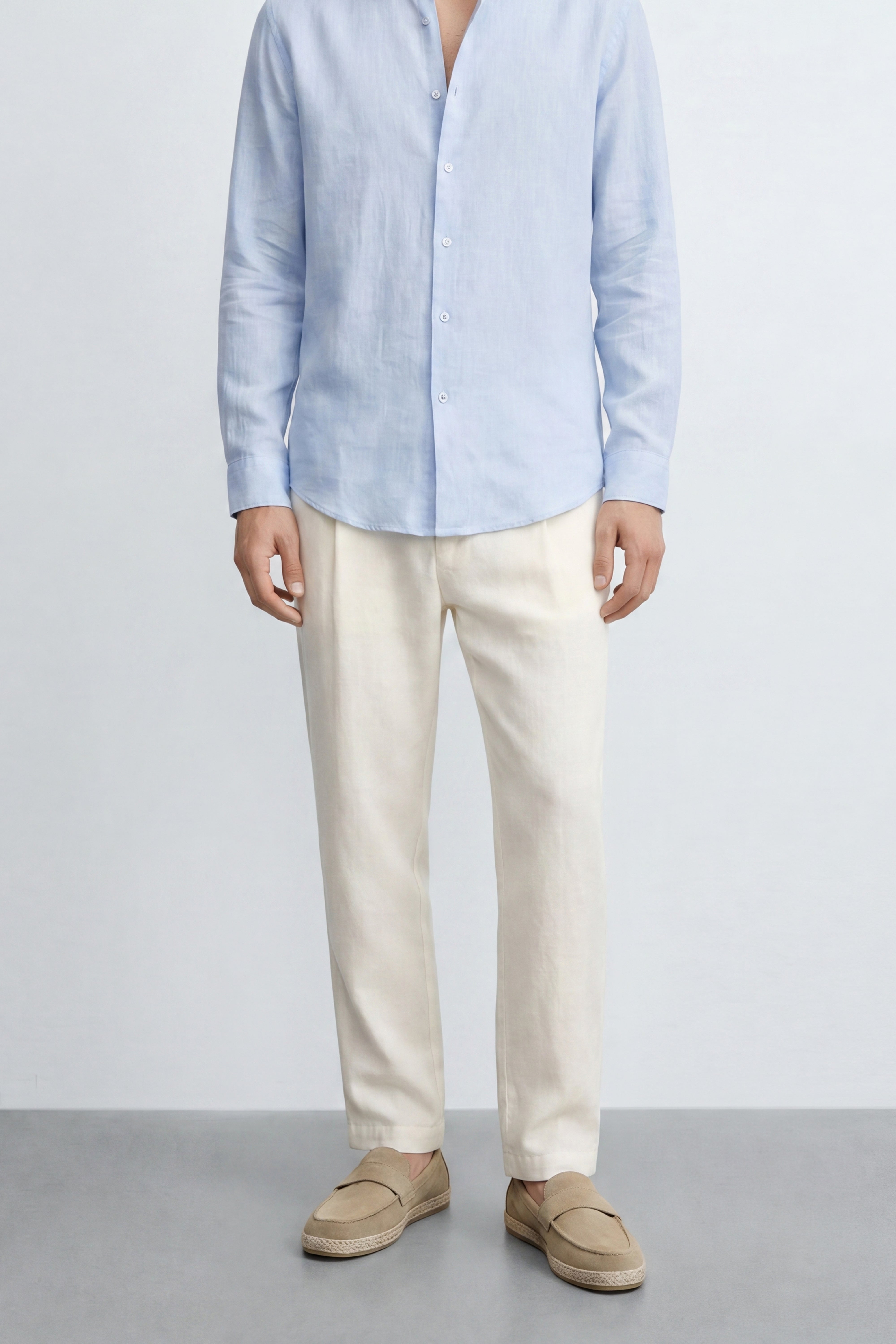 Carrot Fit Linen Blend Pants
