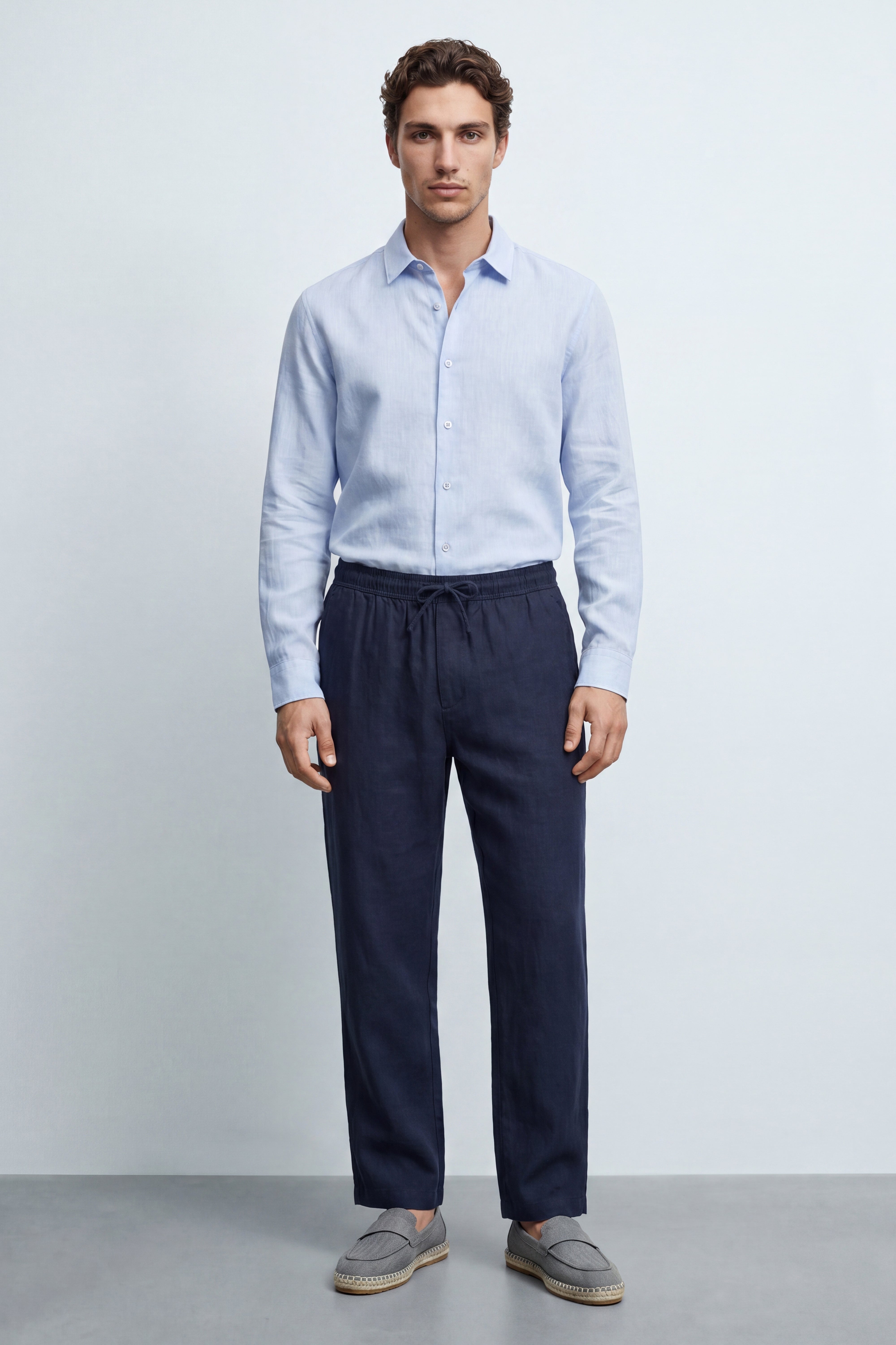 Straight Fit Linen Pants