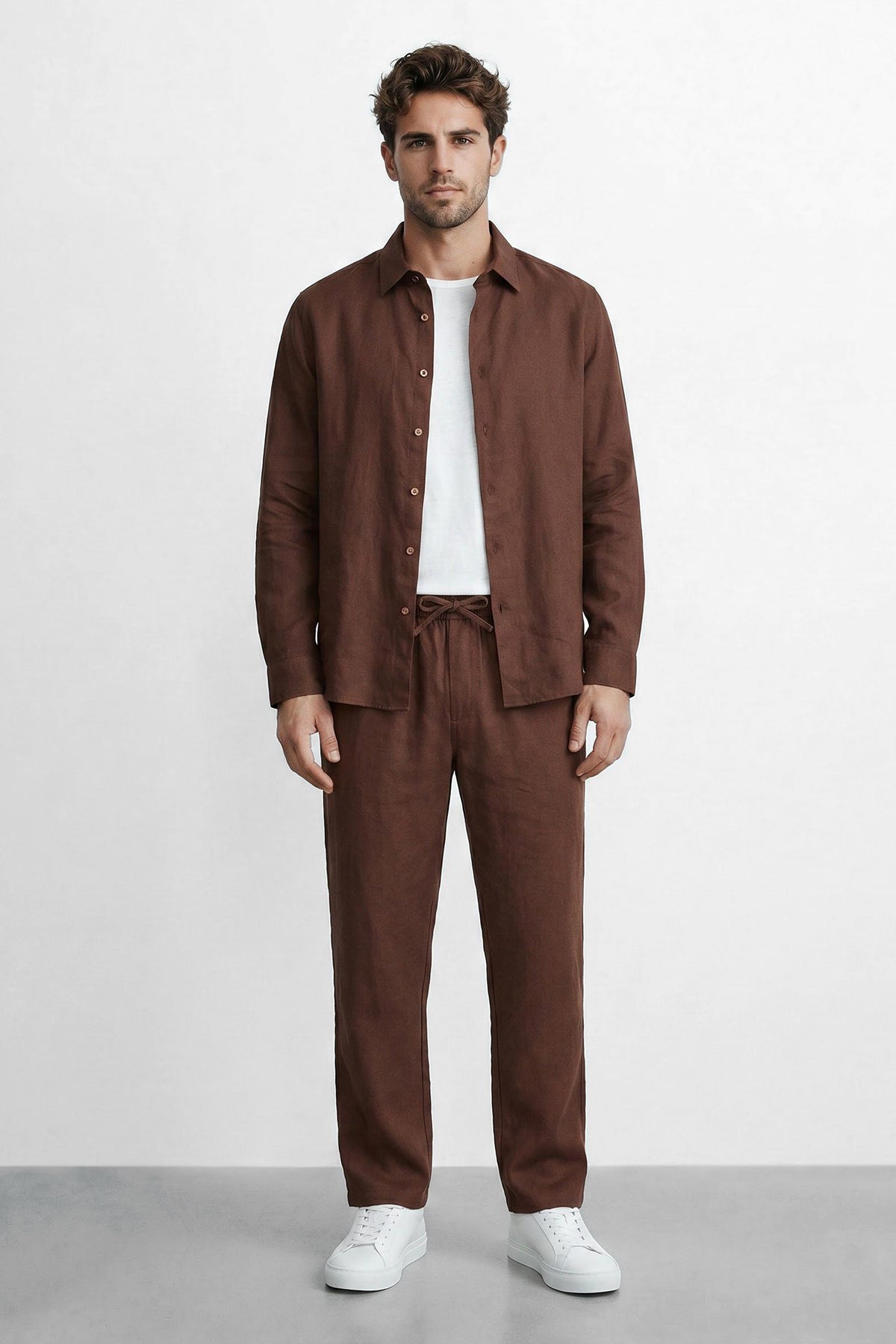 Straight Fit Linen Pants