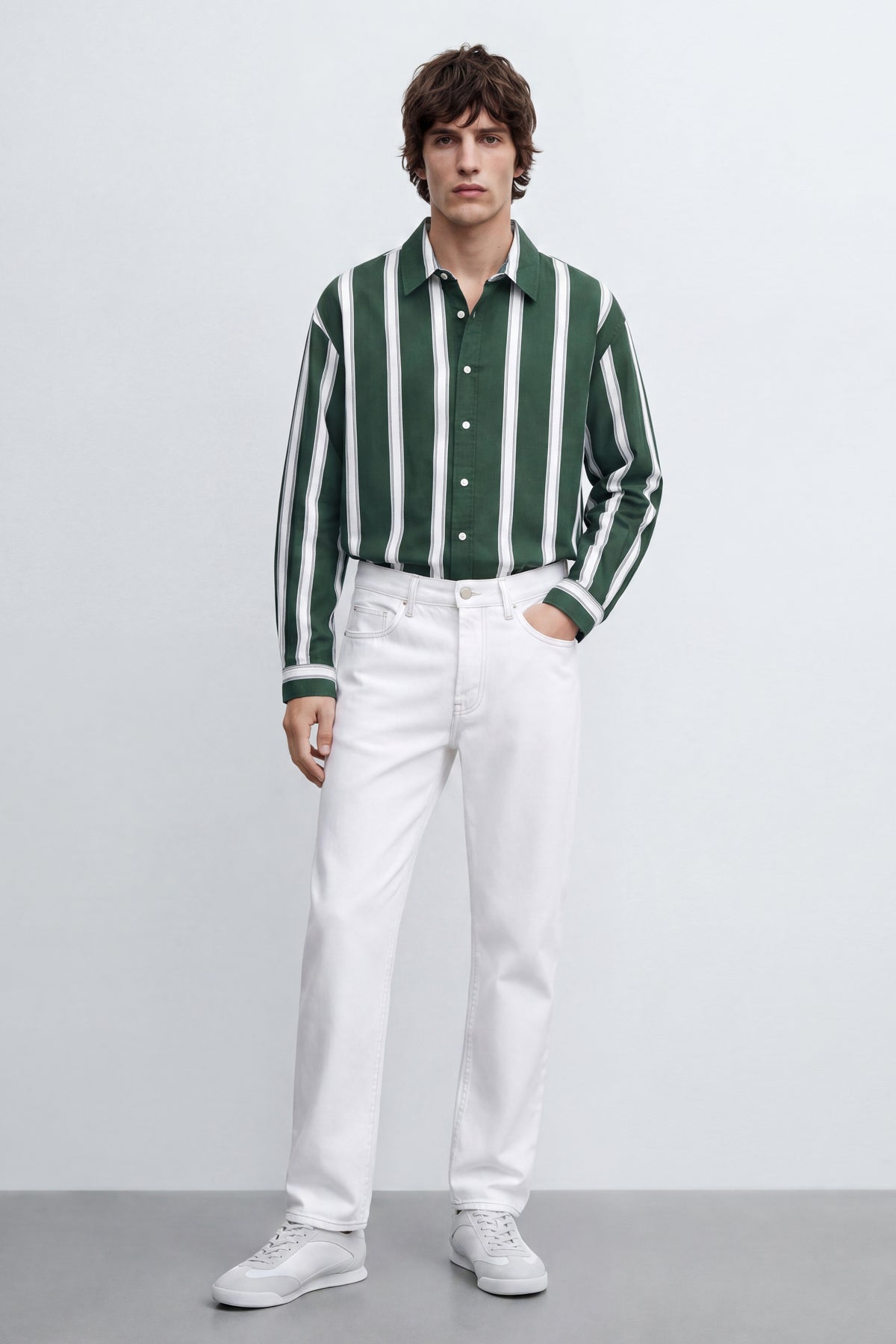 Boxy Fit Striped Oxford Shirt