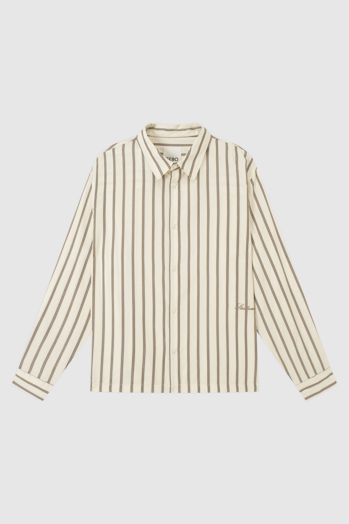Boxy Fit Striped Button-Down Shirt