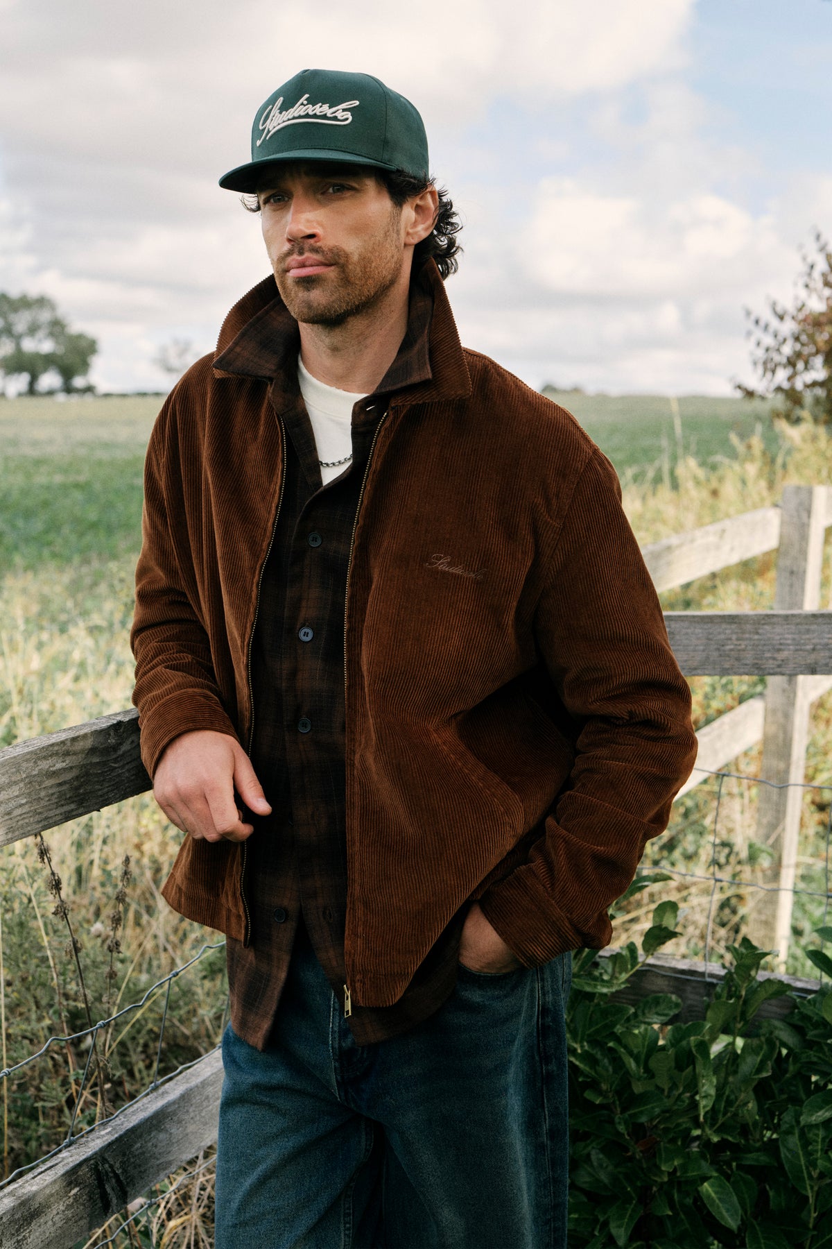 Checkered-Lined Corduroy Jacket