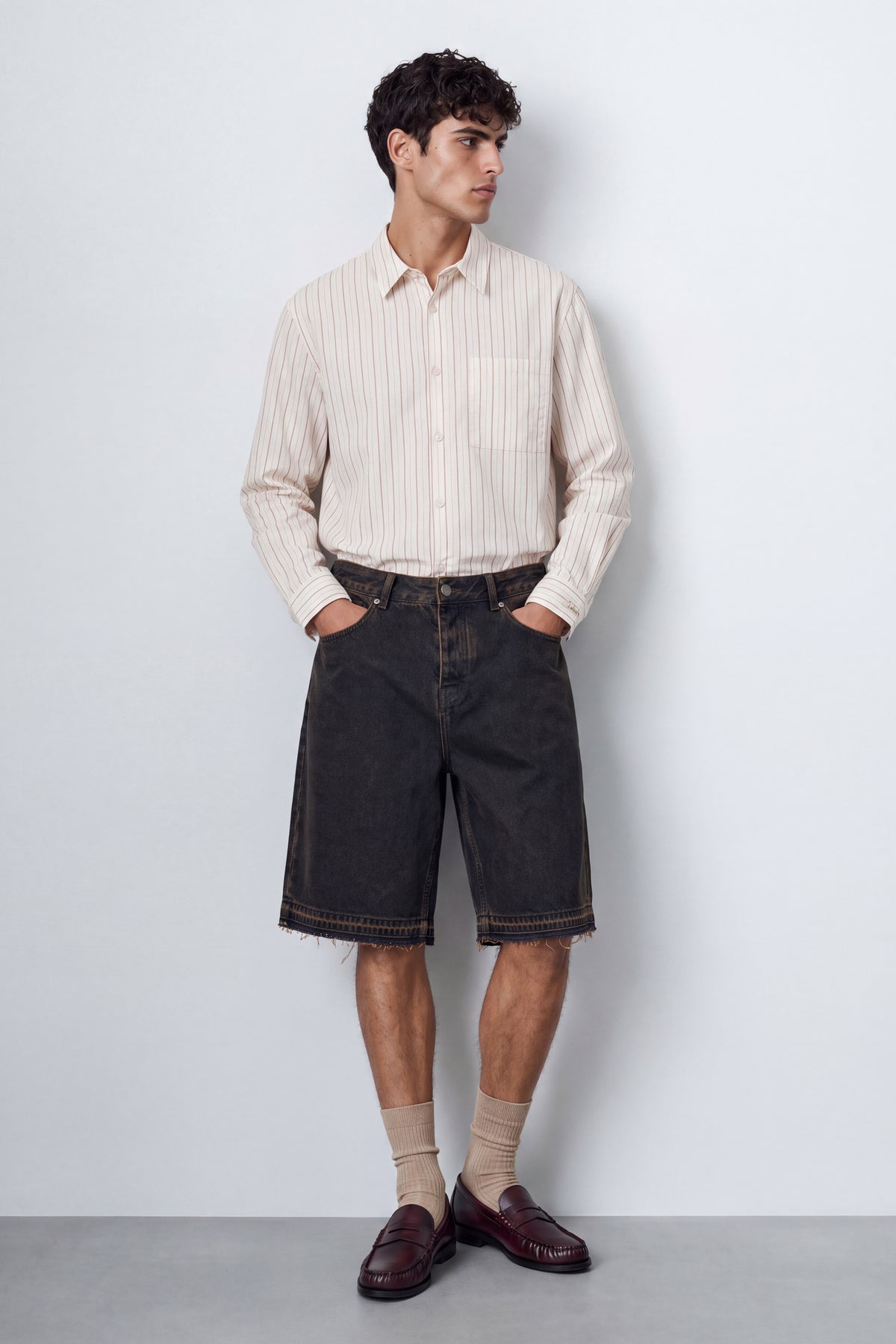 Oversized Denim Bermuda Shorts