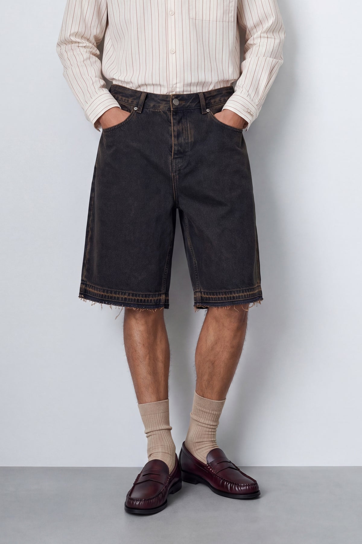 Oversized Denim Bermuda Shorts