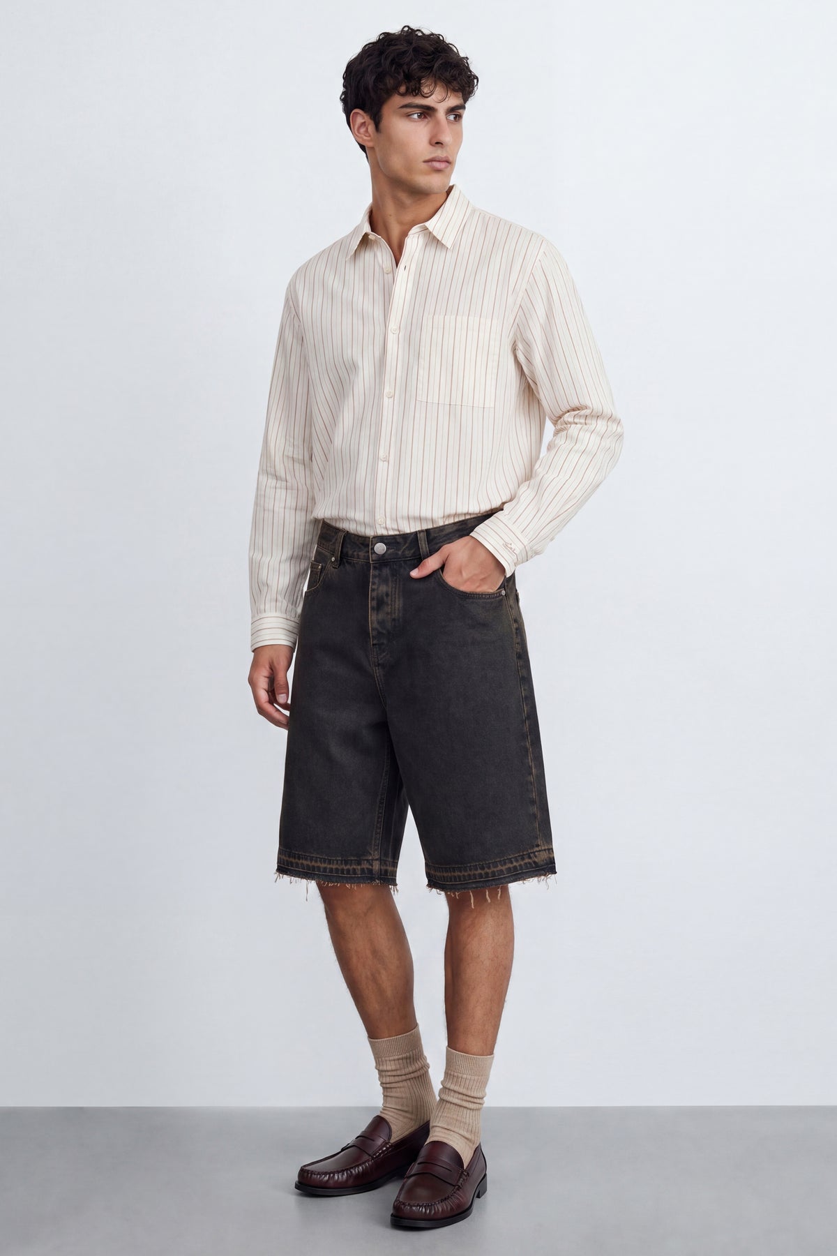 Oversized Denim Bermuda Shorts