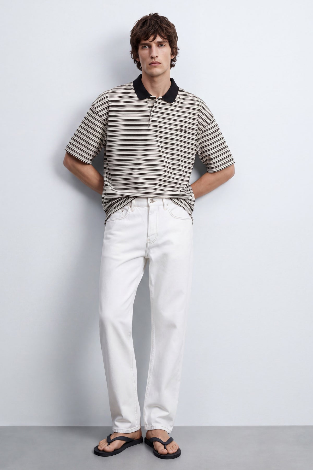 Striped Boxy Polo Shirt