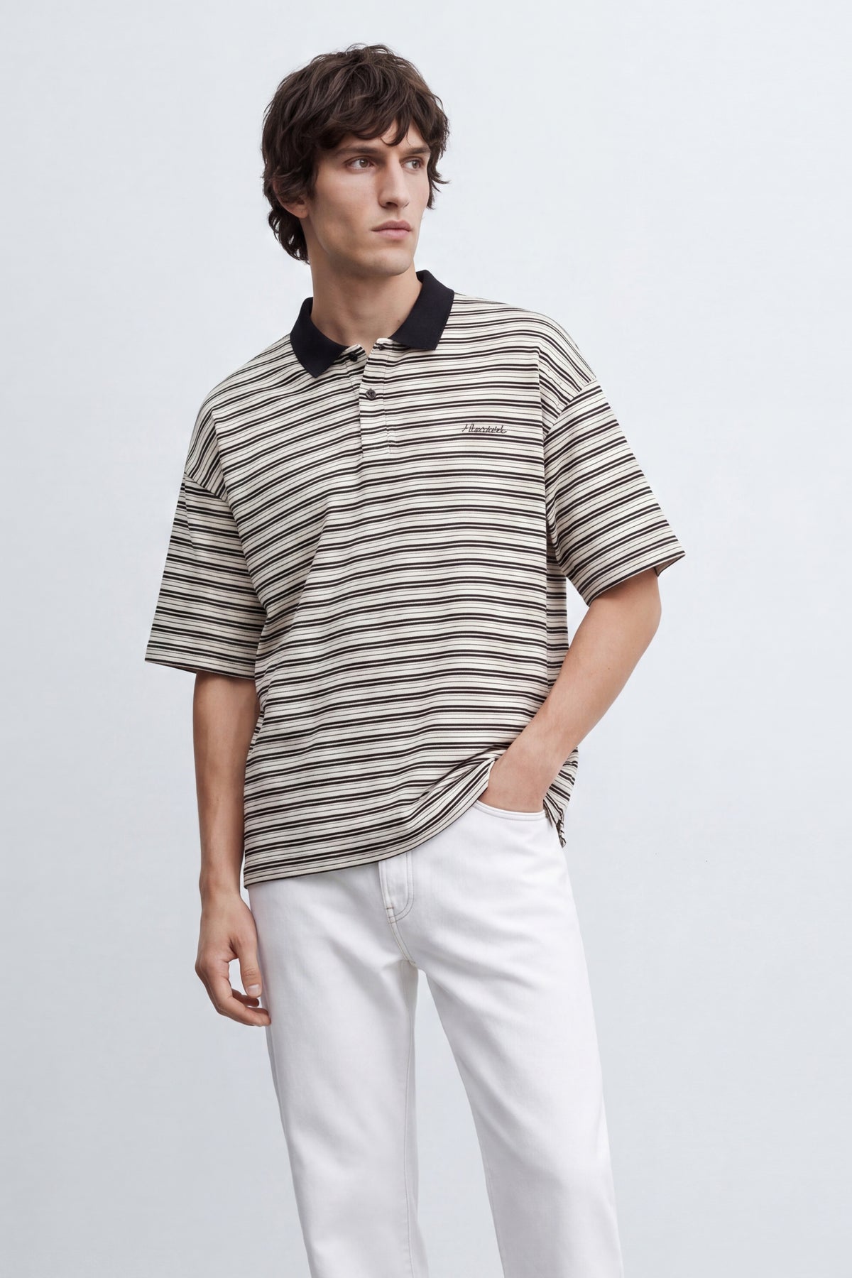 Striped Boxy Polo Shirt