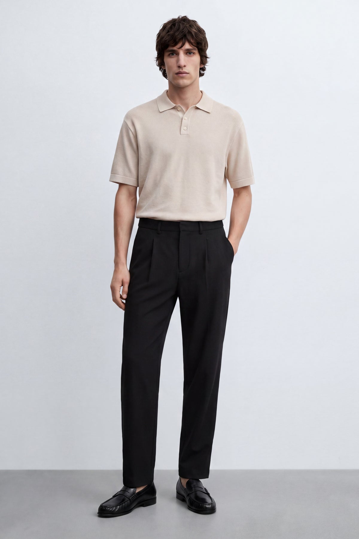 Oversized Knitted Cotton Polo Shirt
