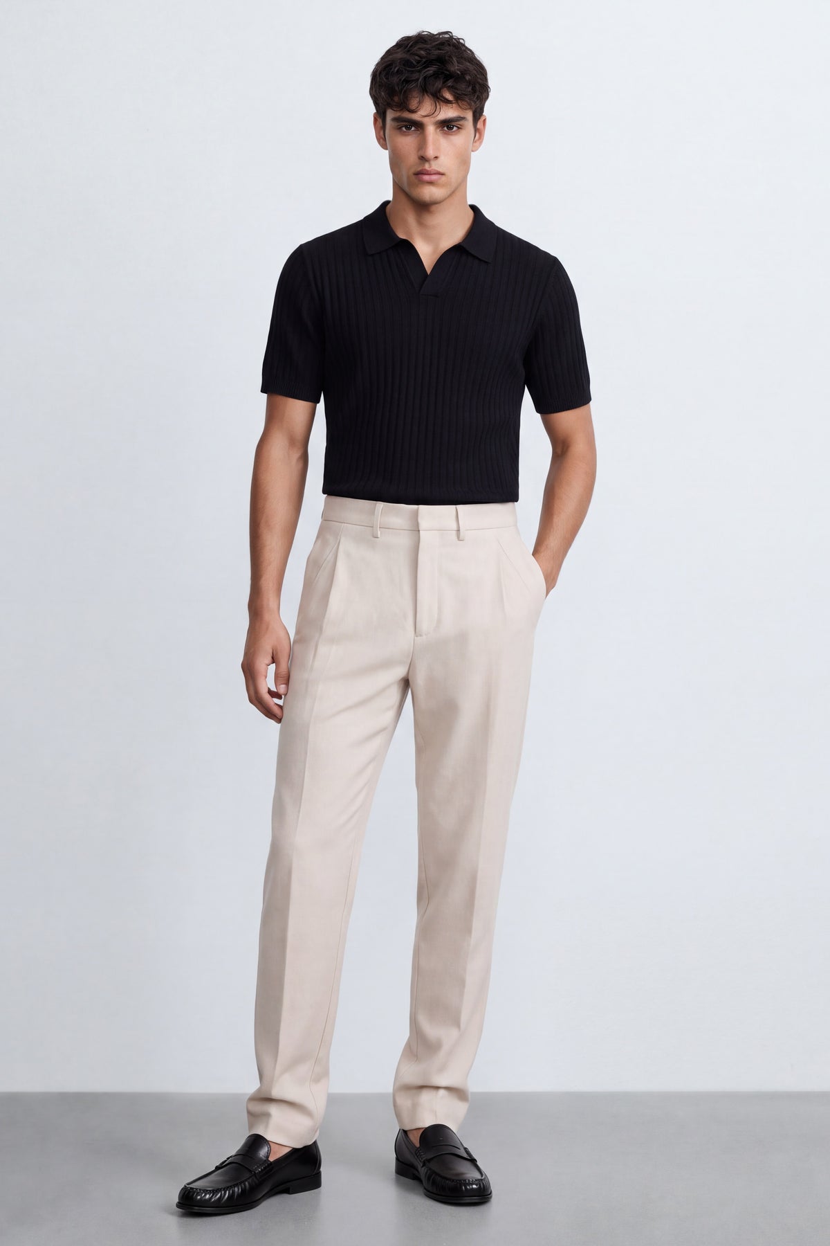 Linen-Blend Cropped Pants