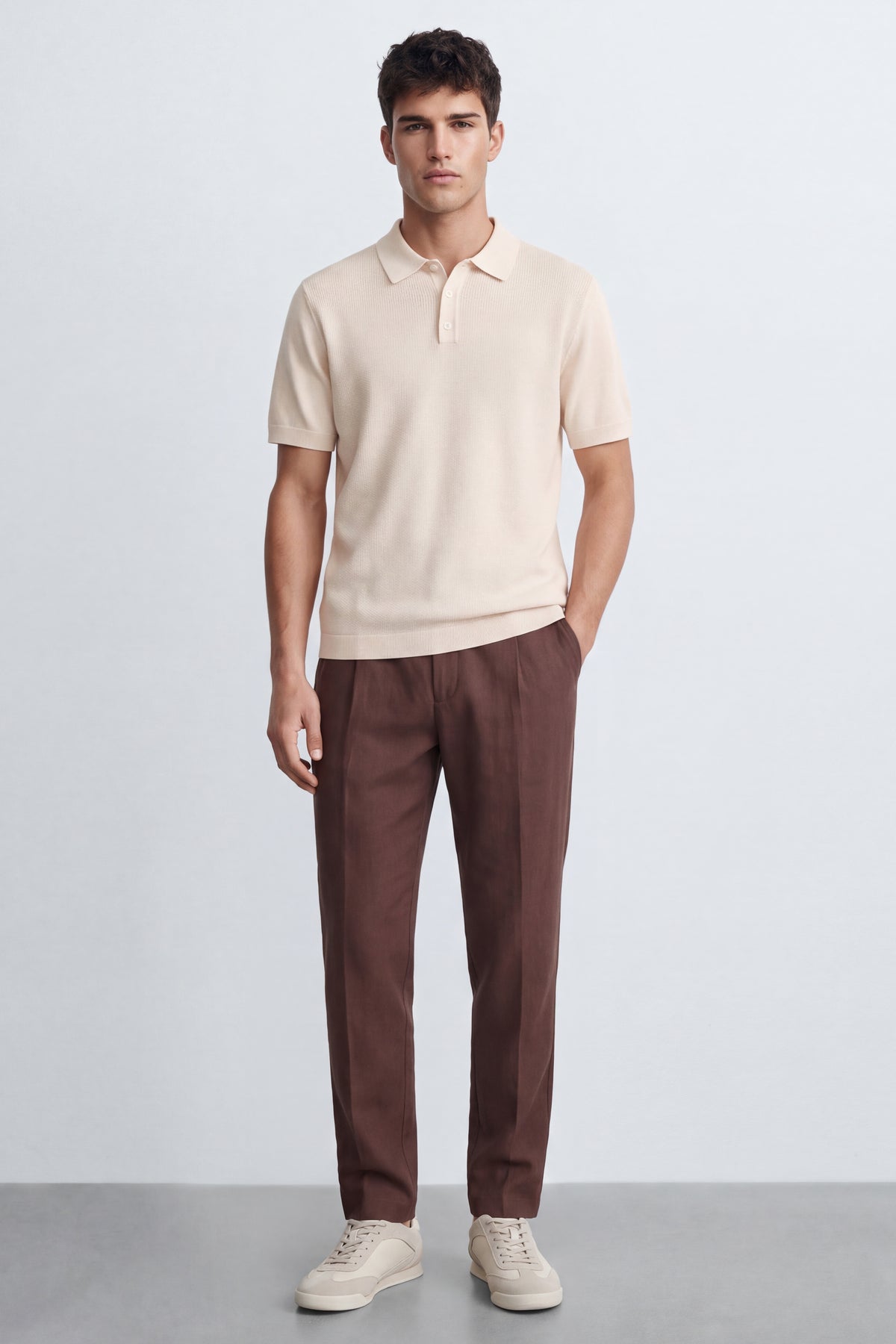Linen-Blend Cropped Pants