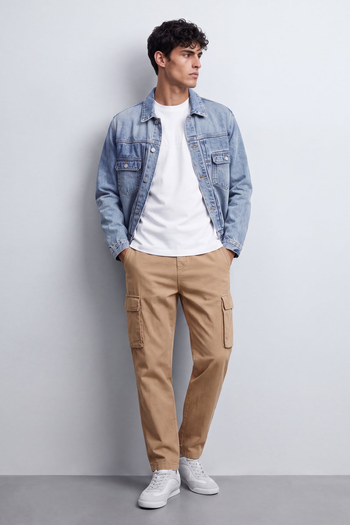 Linen Carrot Fit Cargo Pants