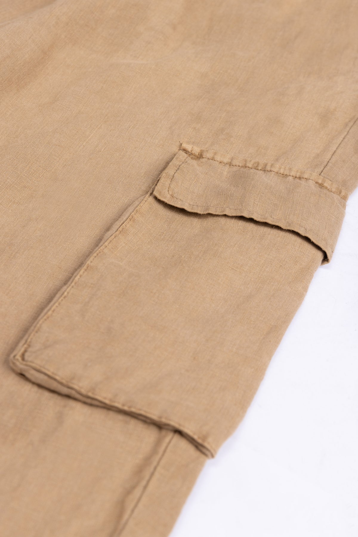 Linen Carrot Fit Cargo Pants
