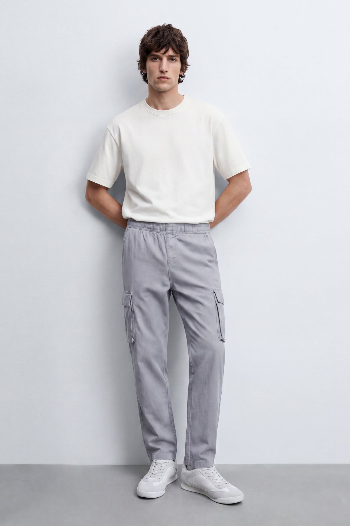 Linen Carrot Fit Cargo Pants