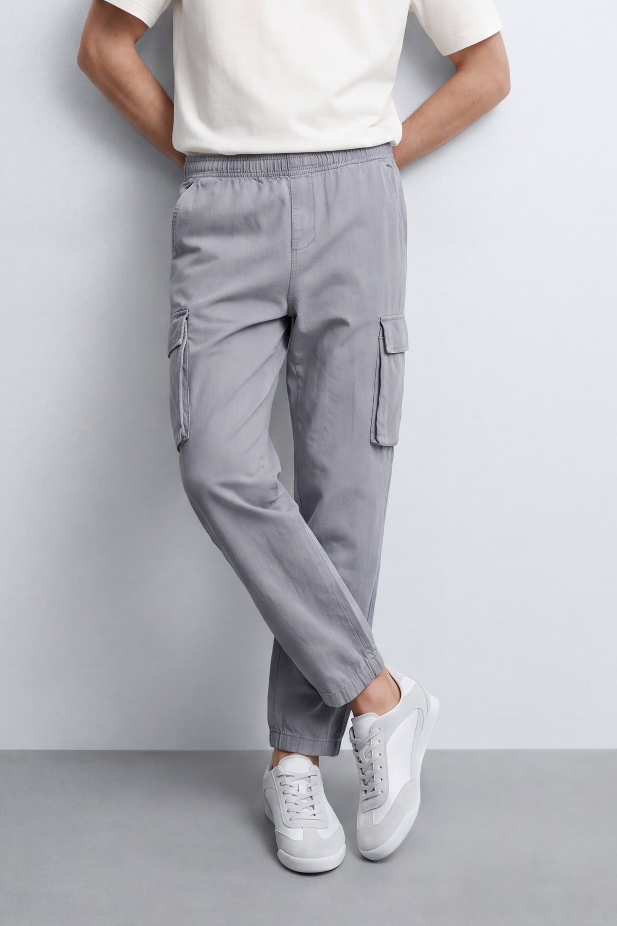 Linen Carrot Fit Cargo Pants