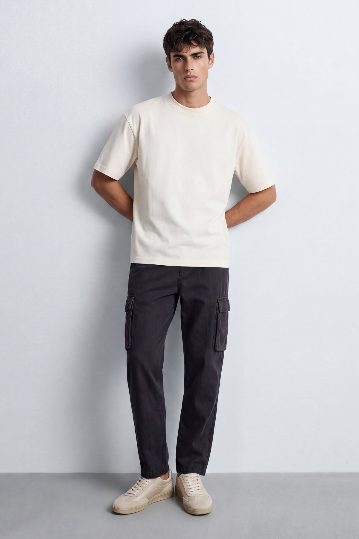 Linen Carrot Fit Cargo Pants