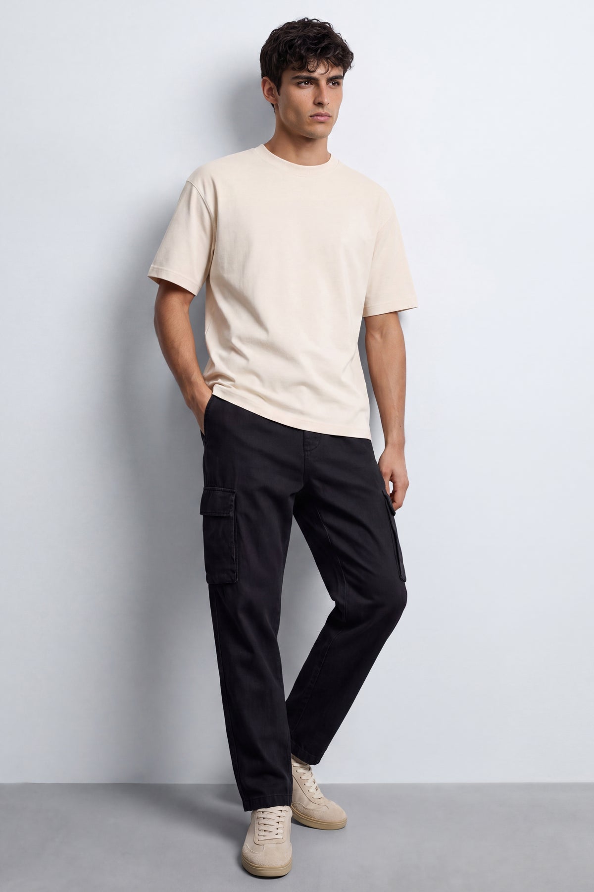 Linen Carrot Fit Cargo Pants