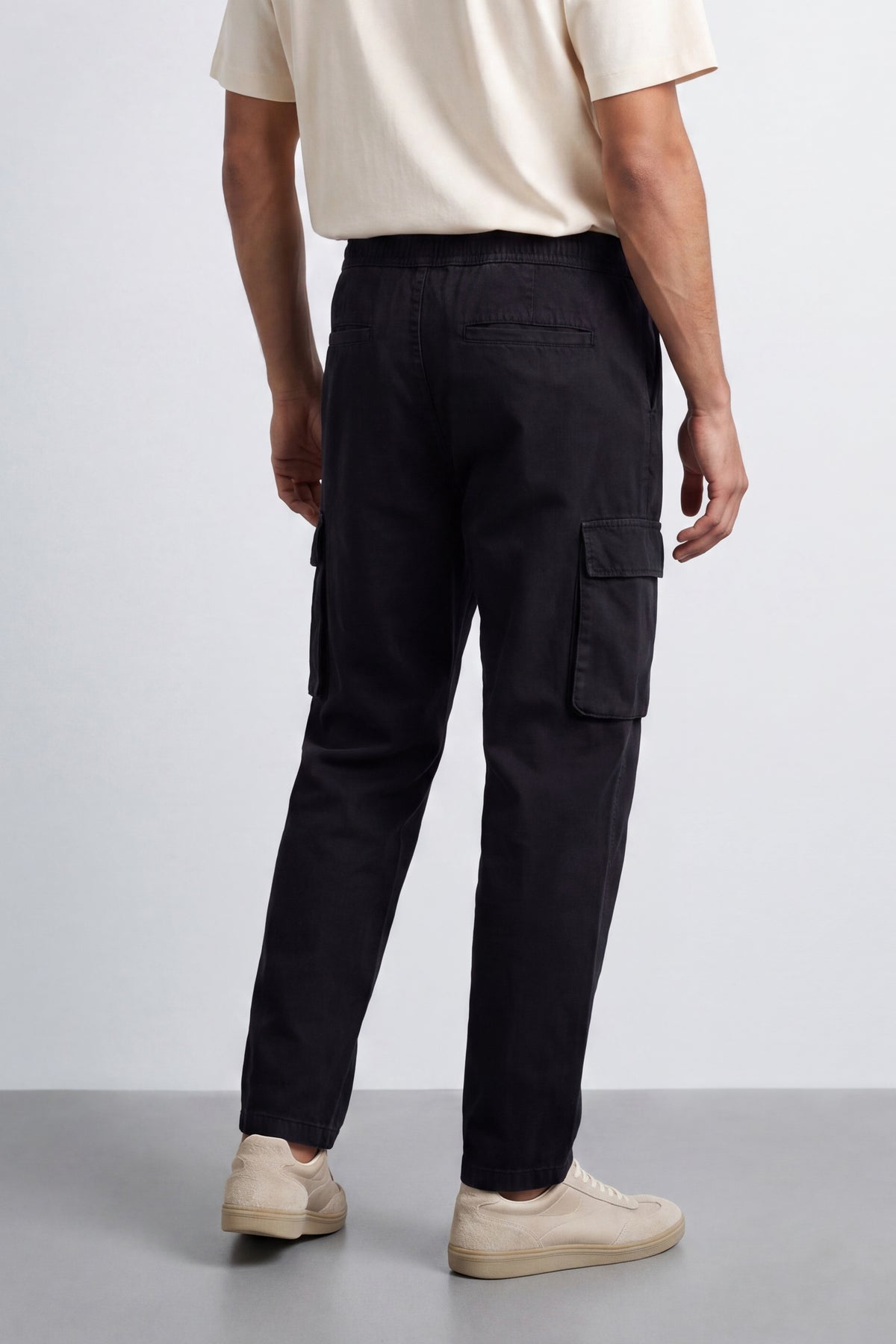 Linen Carrot Fit Cargo Pants
