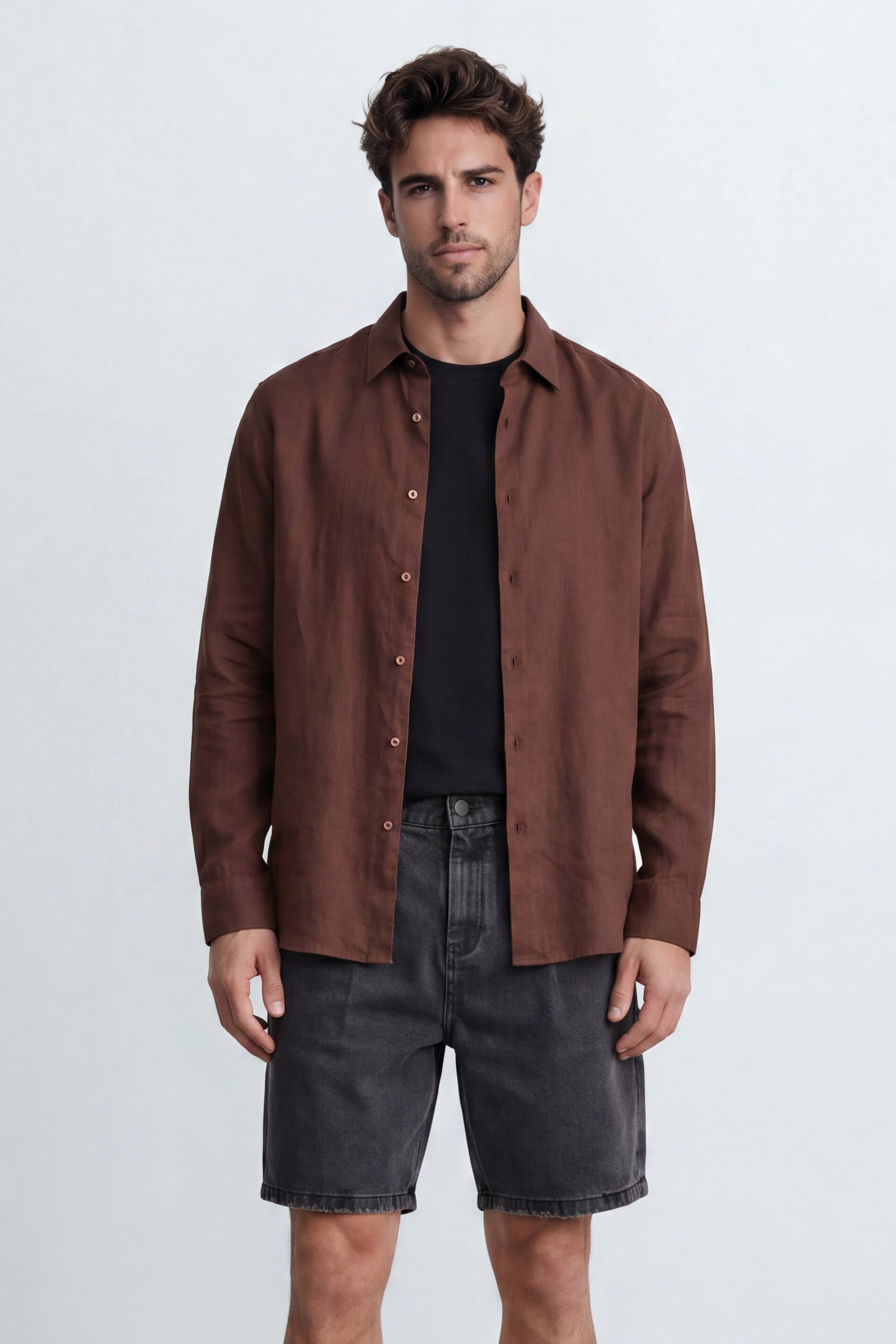 Relaxed Fit Linen Long Sleeve Shirt