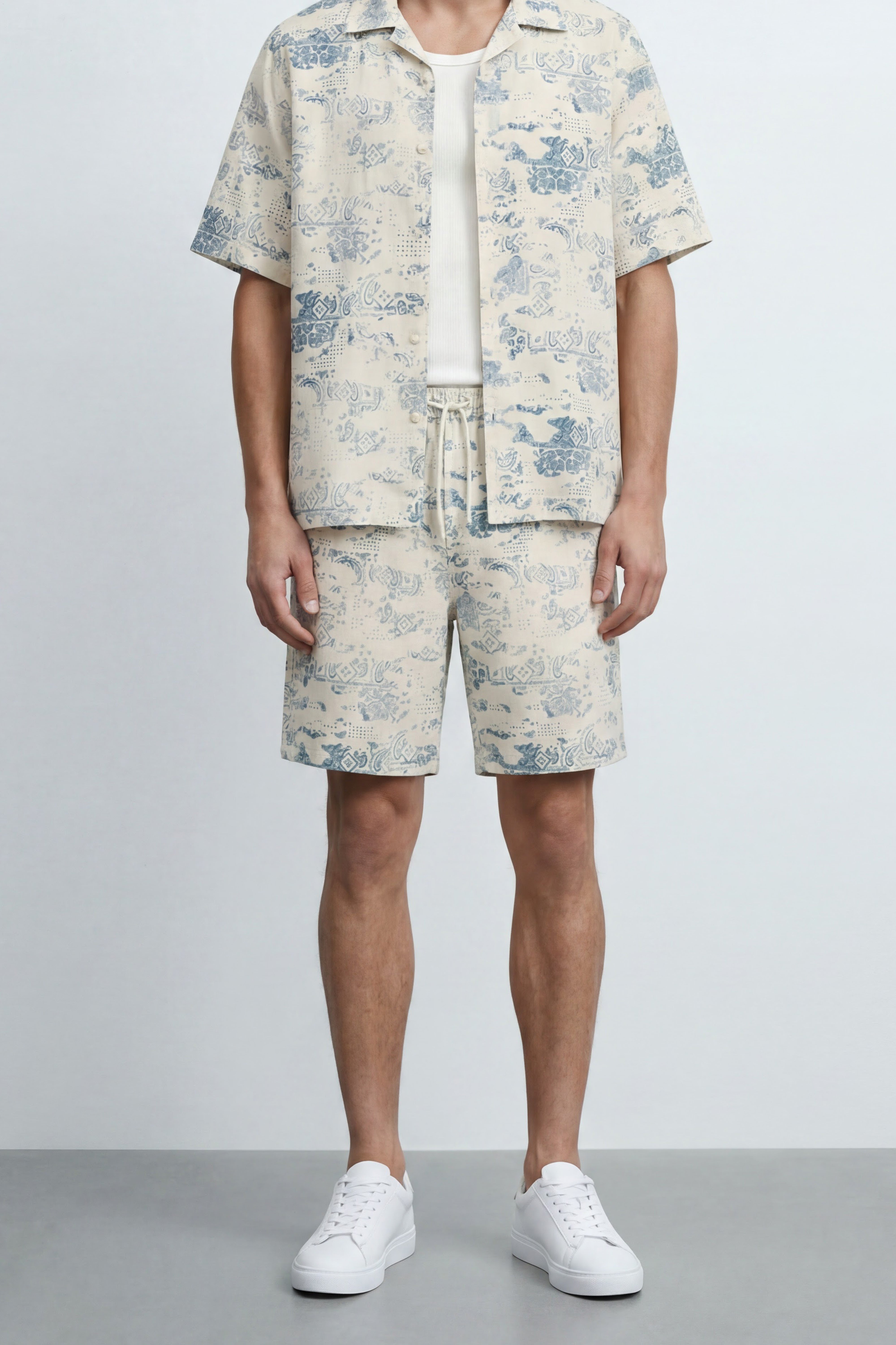 Oversized Print Bermuda
