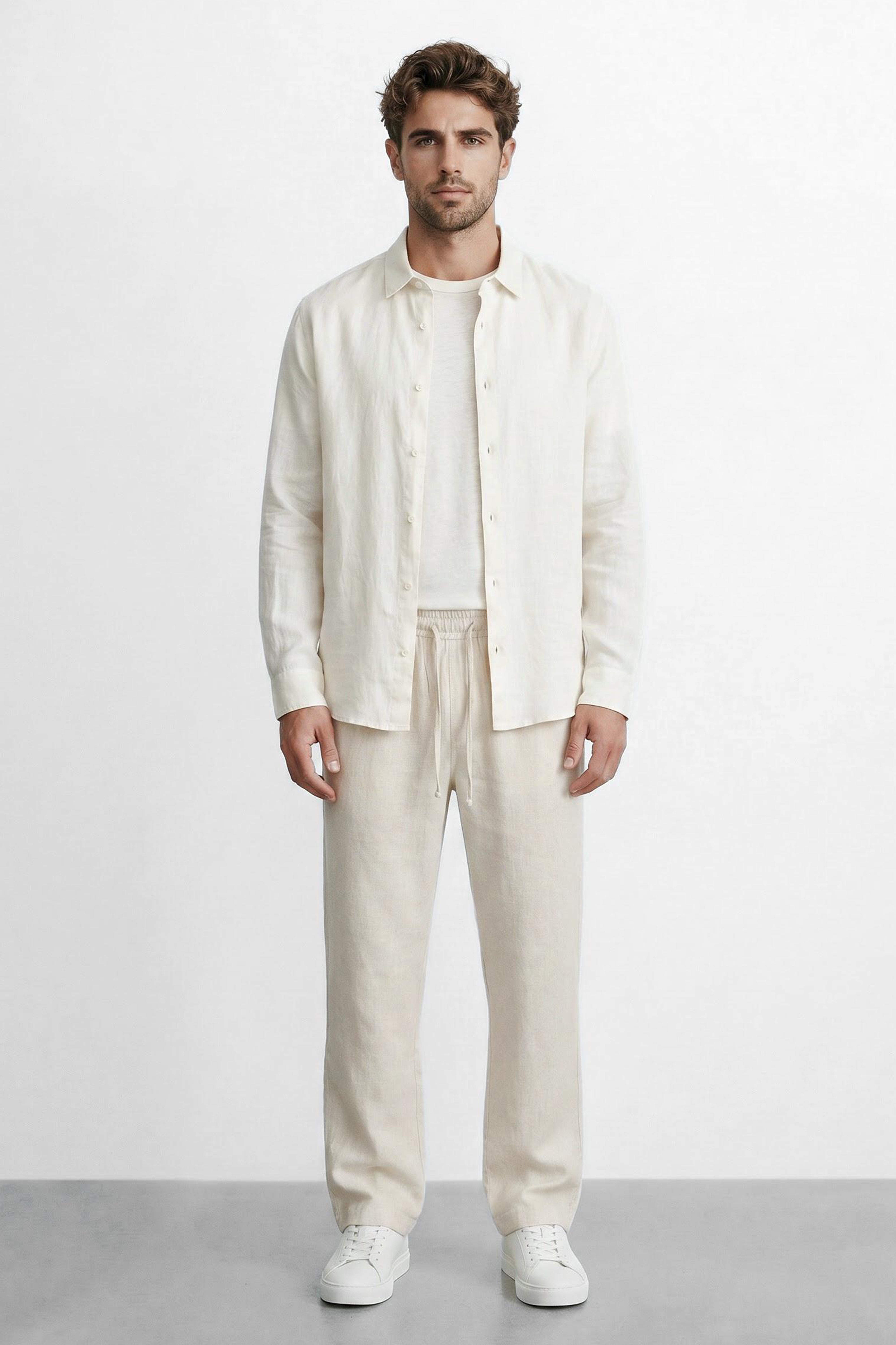 Straight Fit Linen Pants