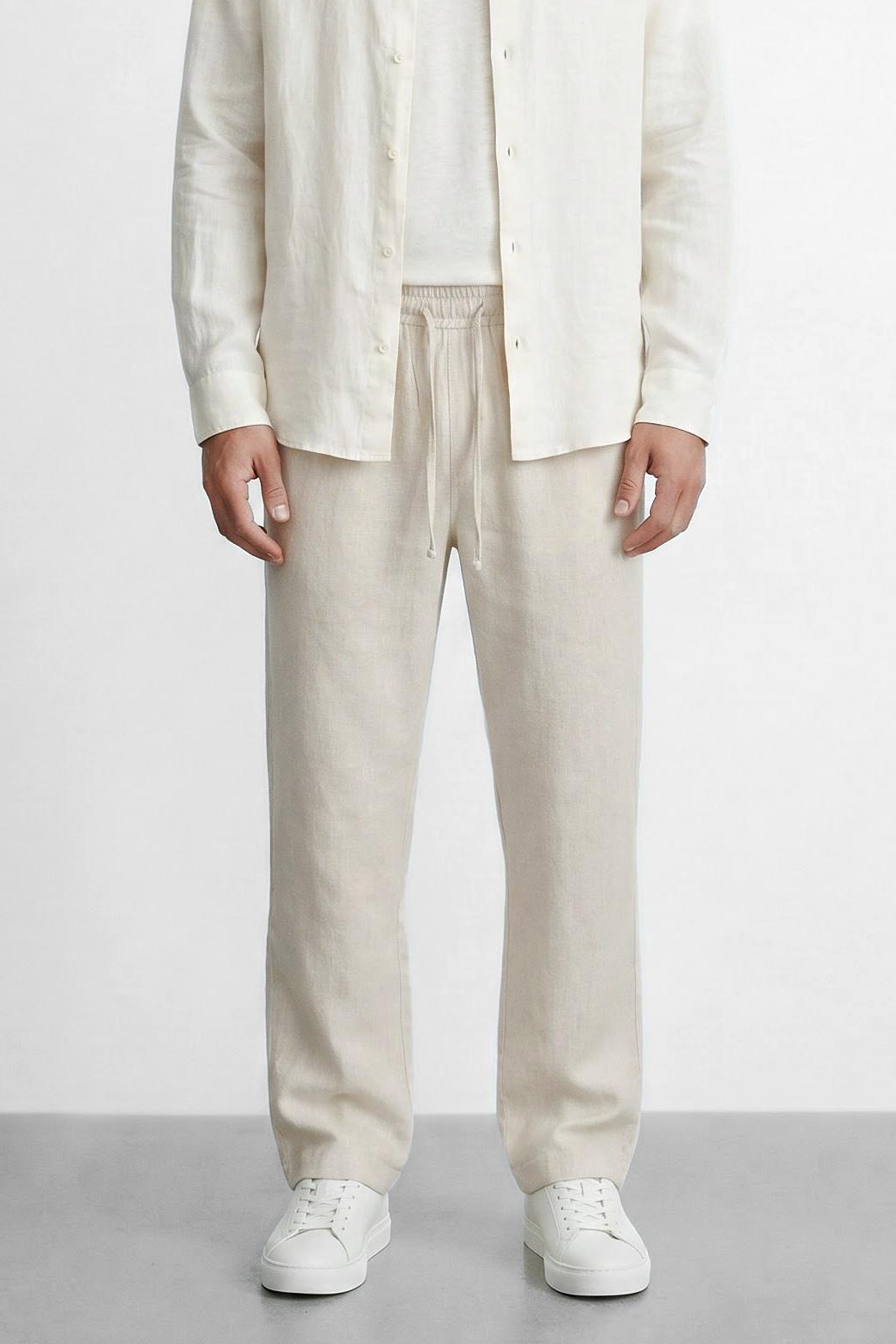 Straight Fit Linen Pants