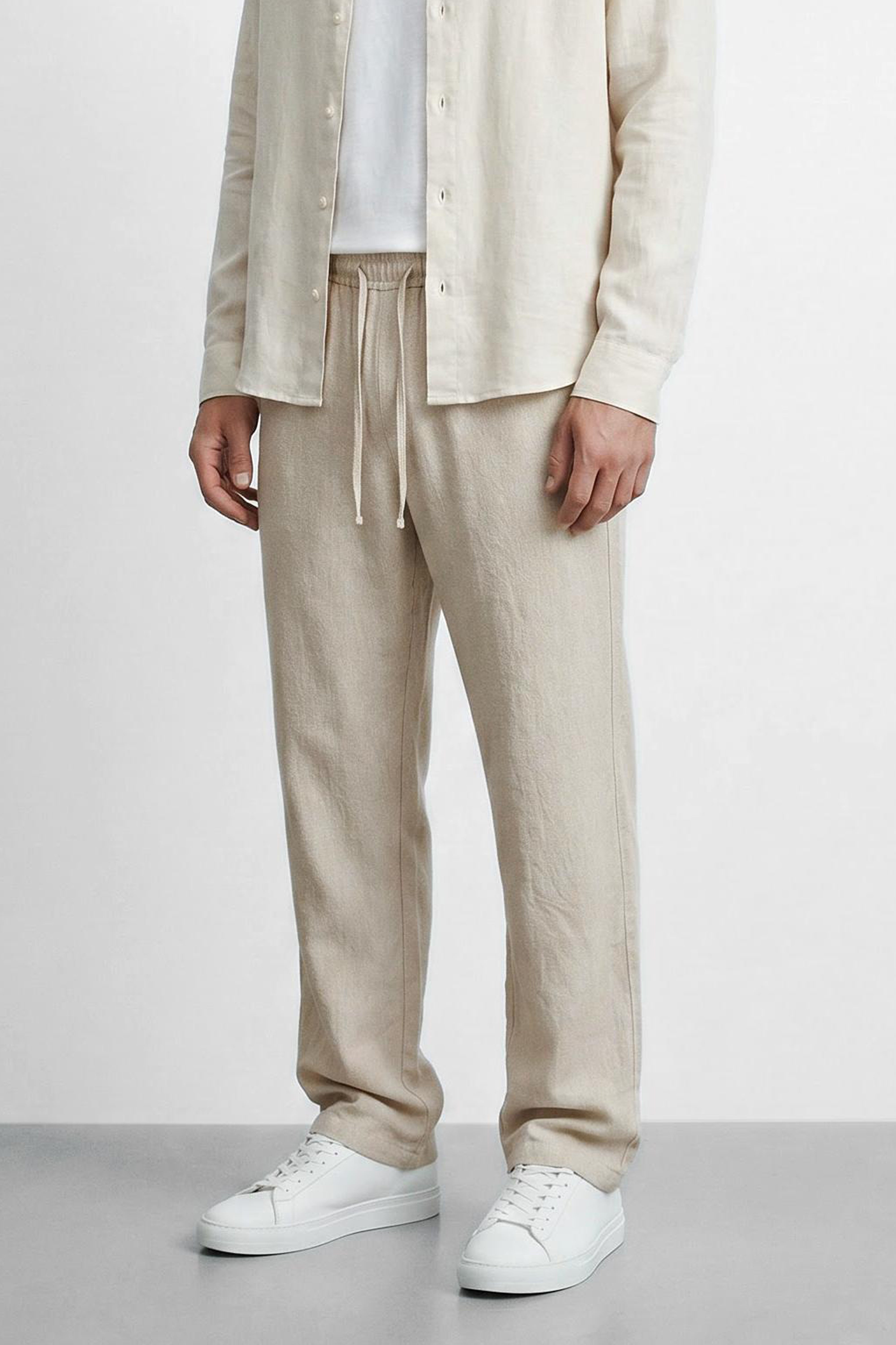 Straight Fit Linen Pants