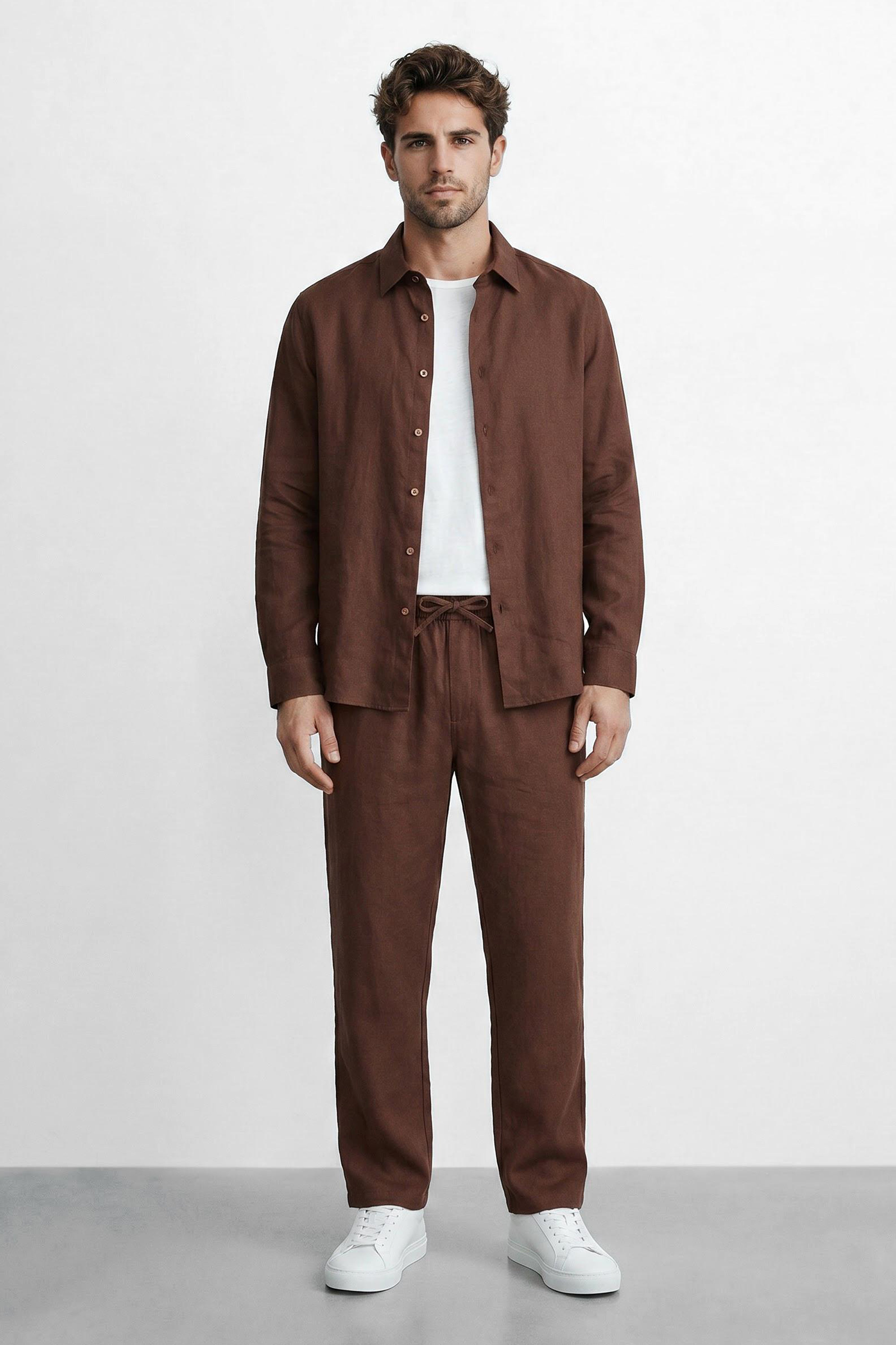Straight Fit Linen Pants