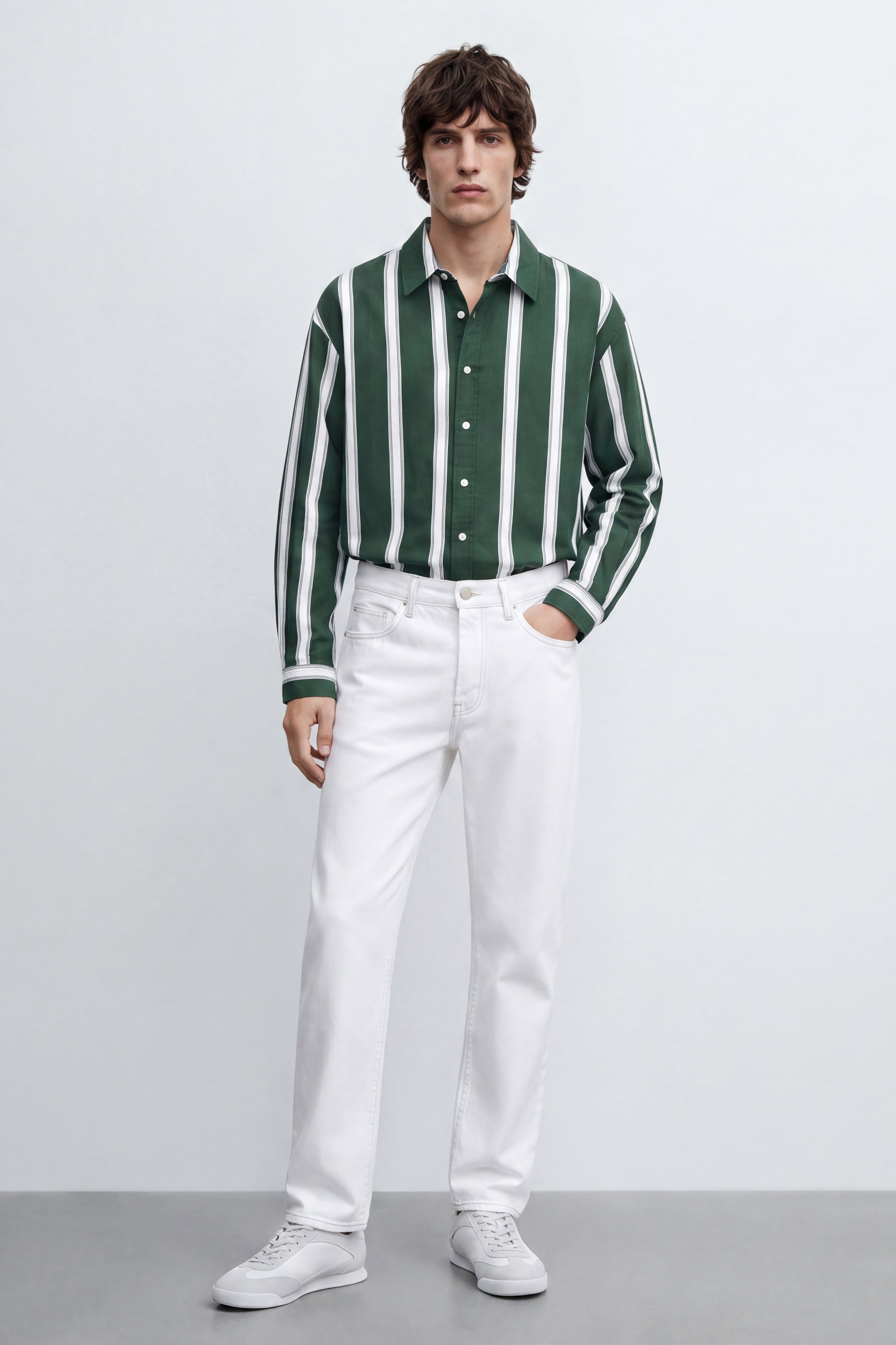 Boxy Fit Striped Oxford Shirt