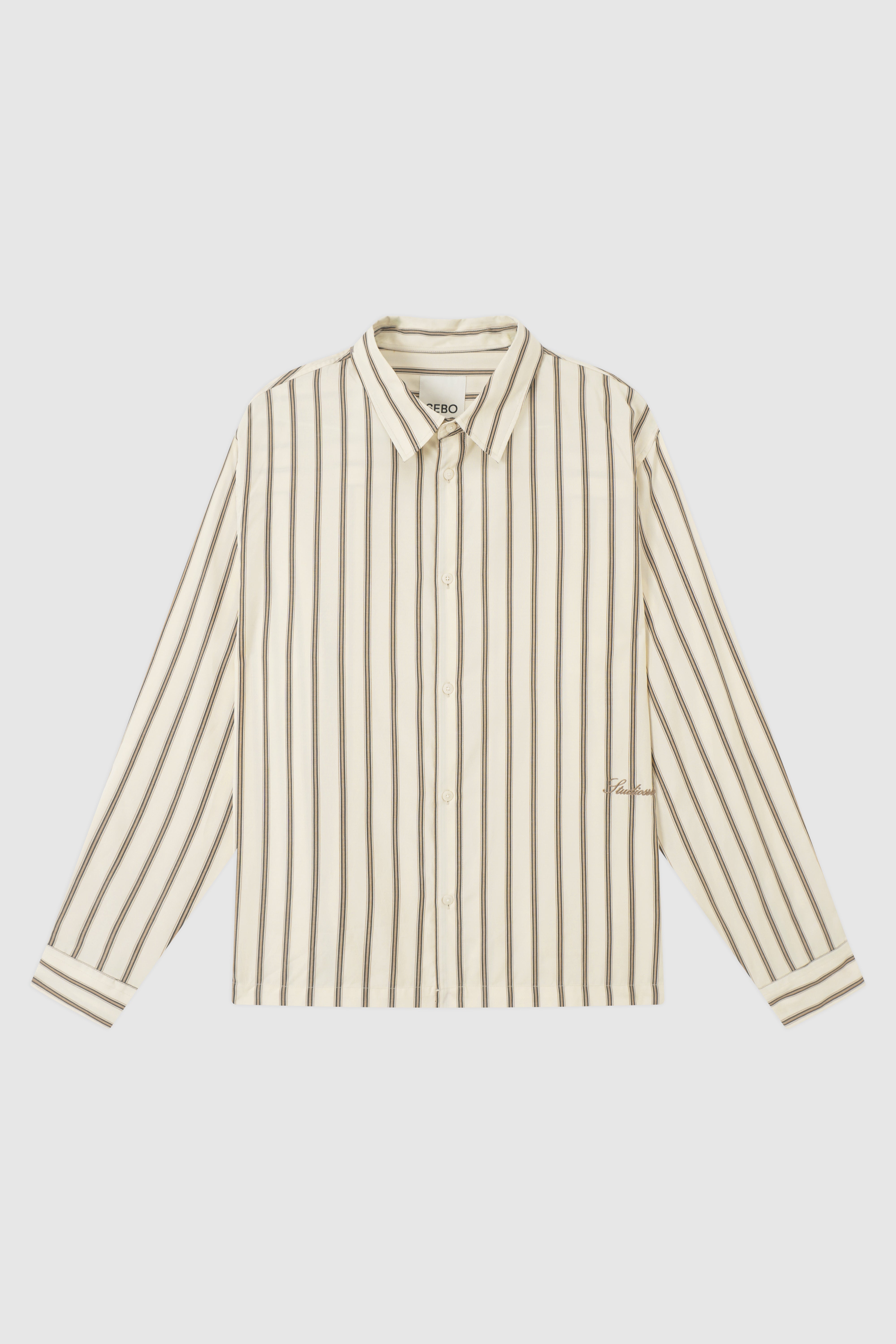 Boxy Fit Striped Button-Down Shirt