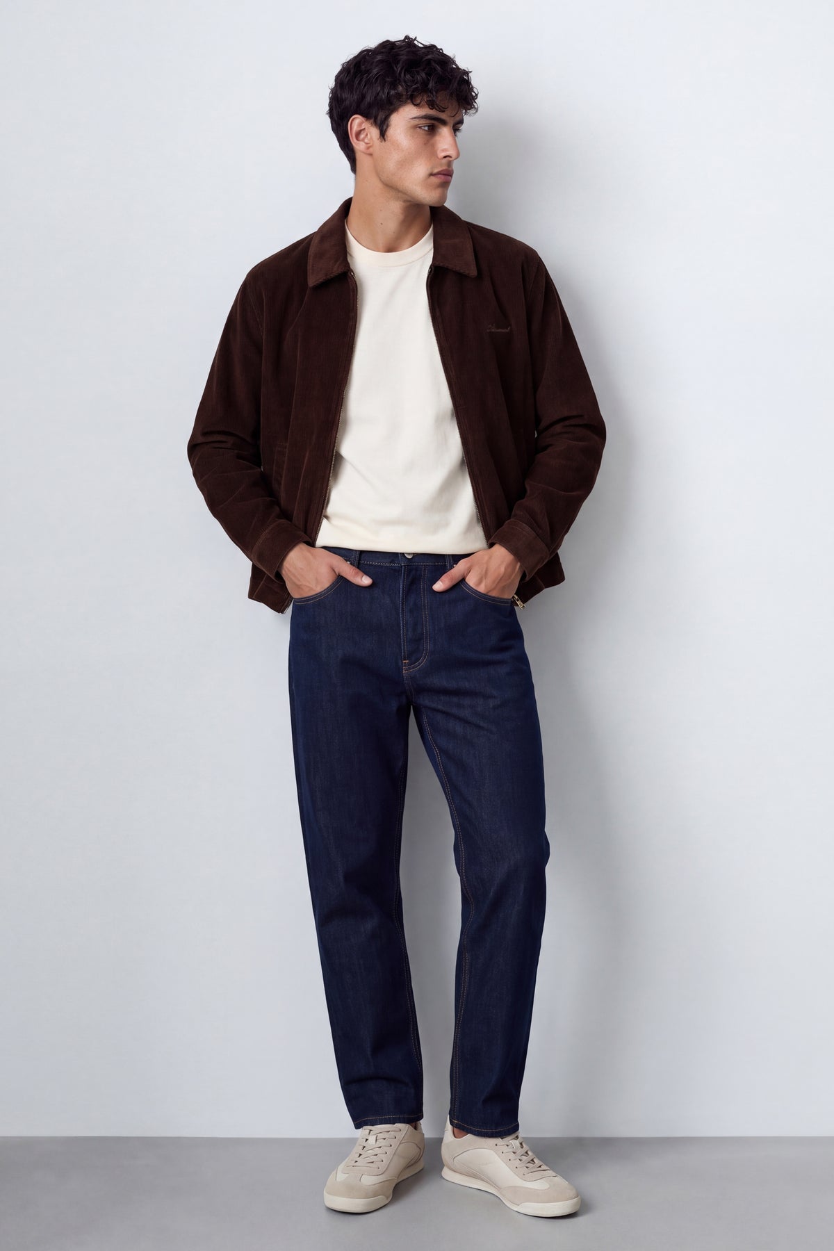 Checkered-Lined Corduroy Jacket