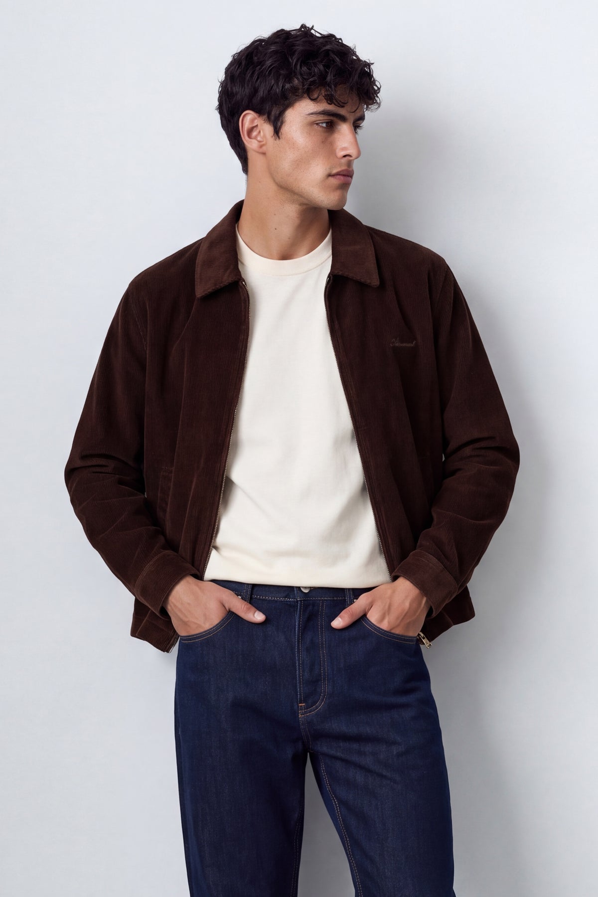 Checkered-Lined Corduroy Jacket