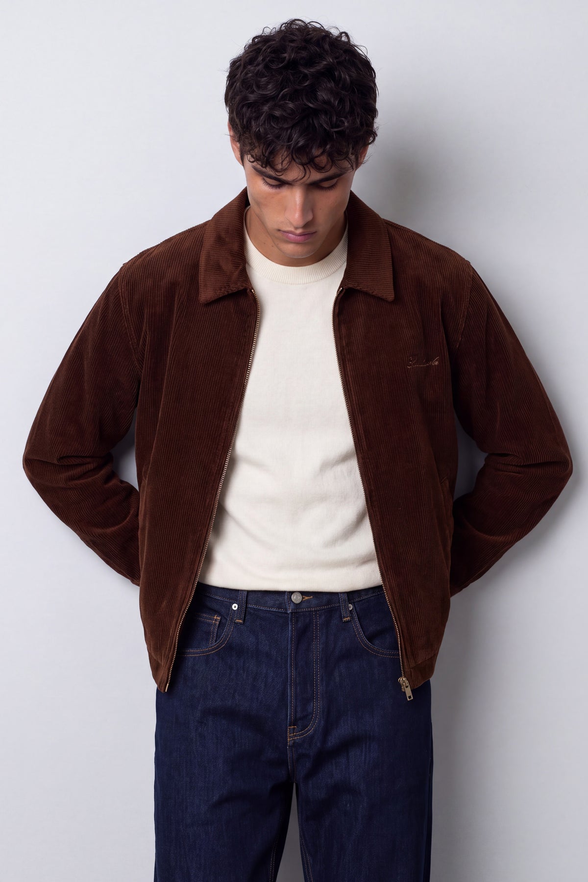 Checkered-Lined Corduroy Jacket