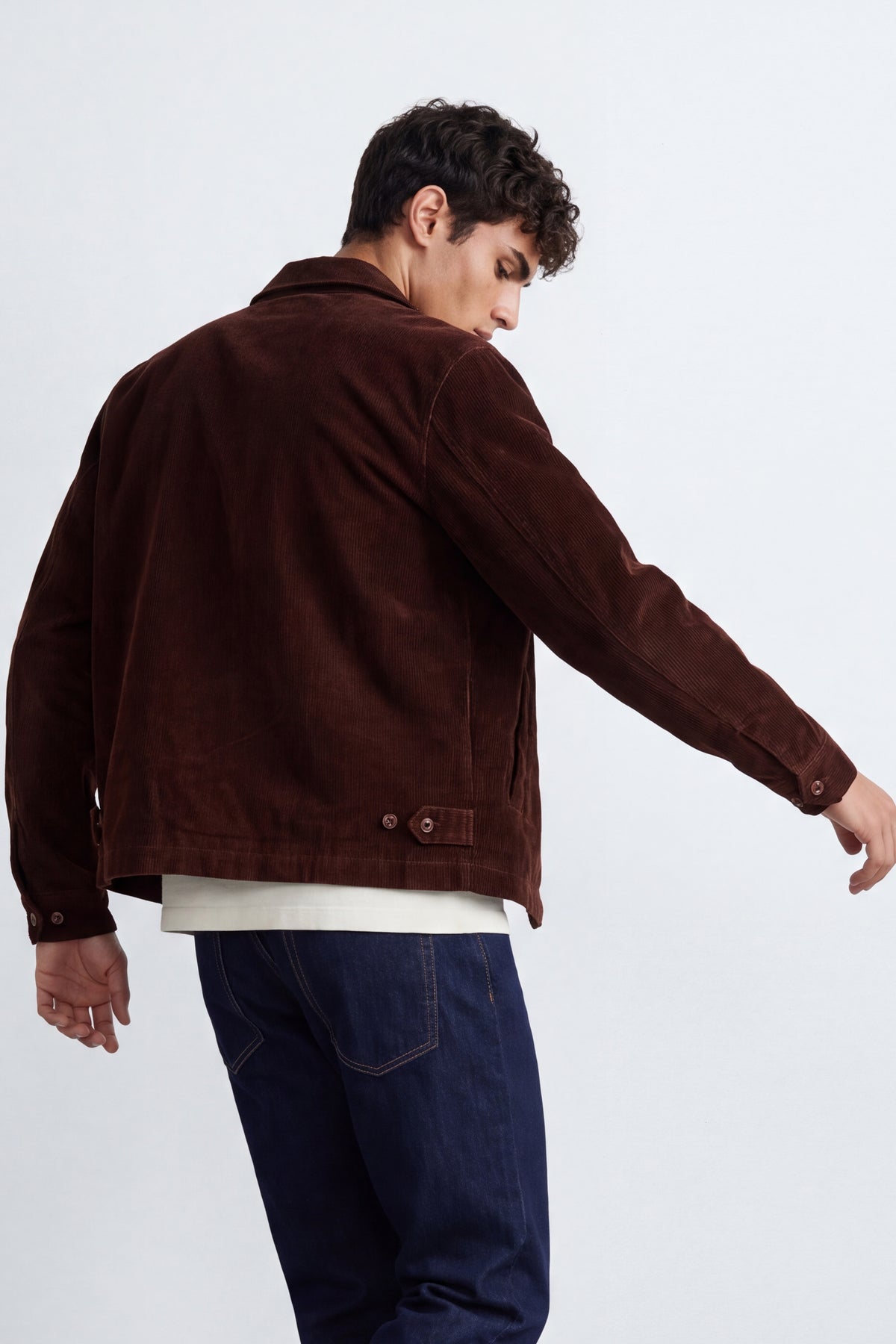 Checkered-Lined Corduroy Jacket