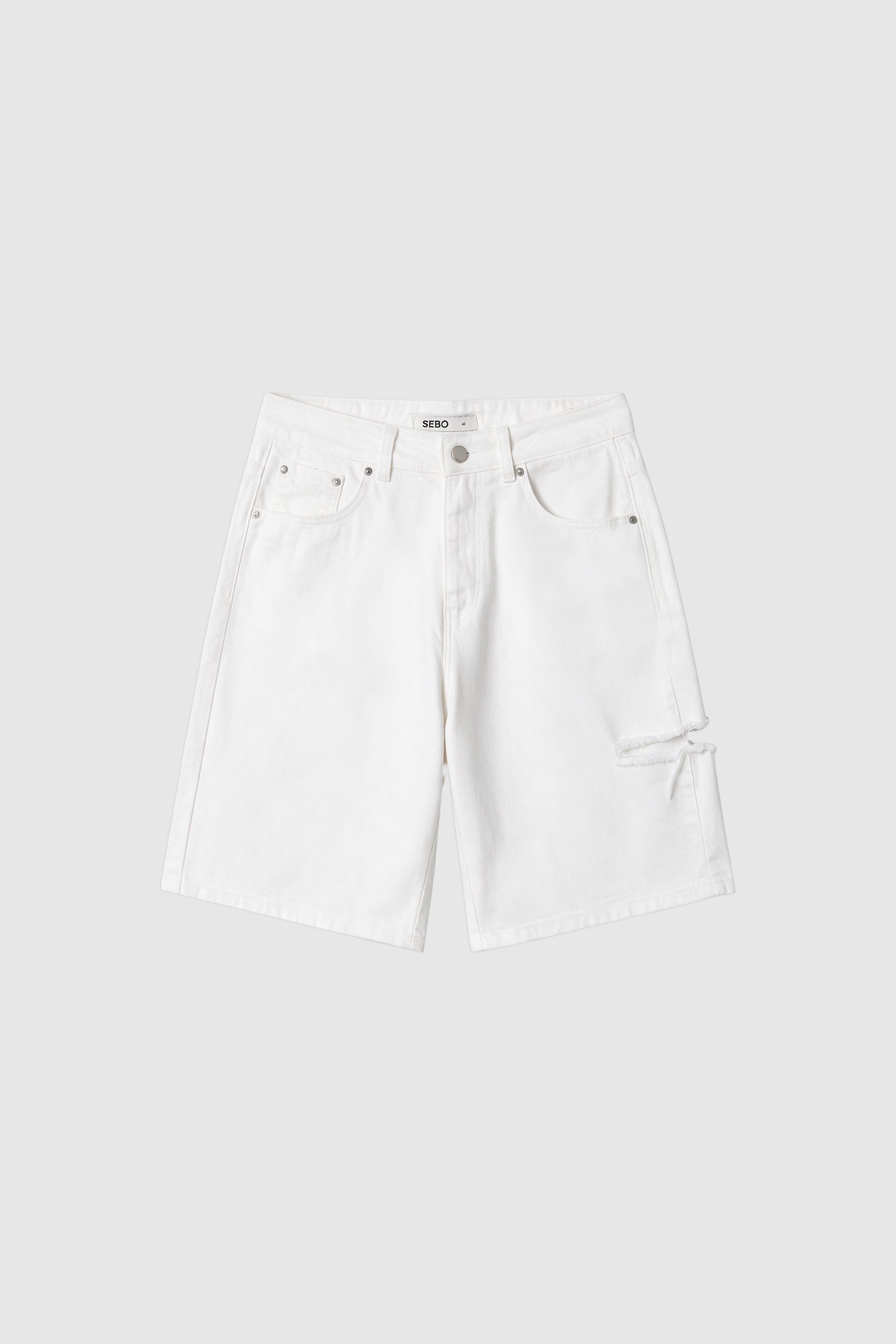 Oversized Denim Bermuda Shorts