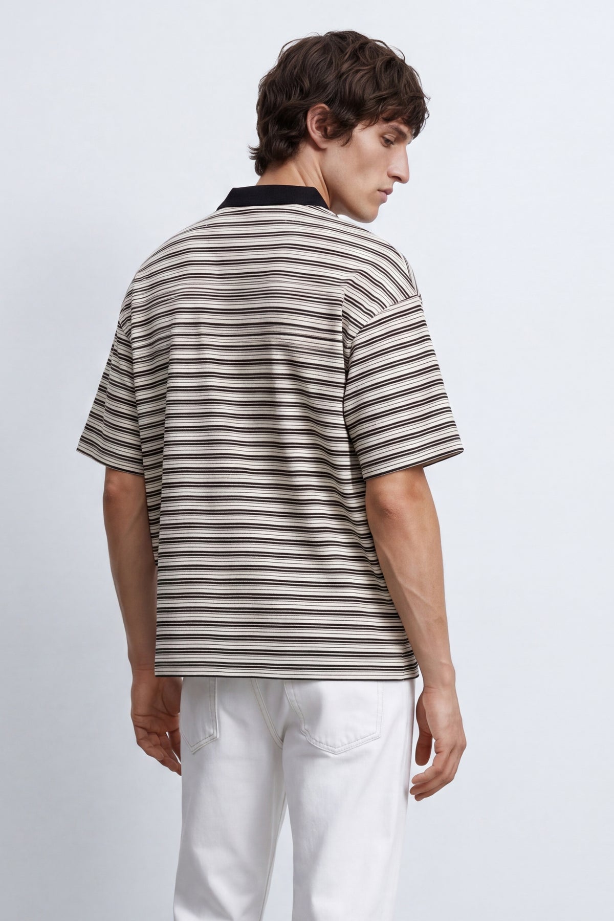 Striped Boxy Polo Shirt