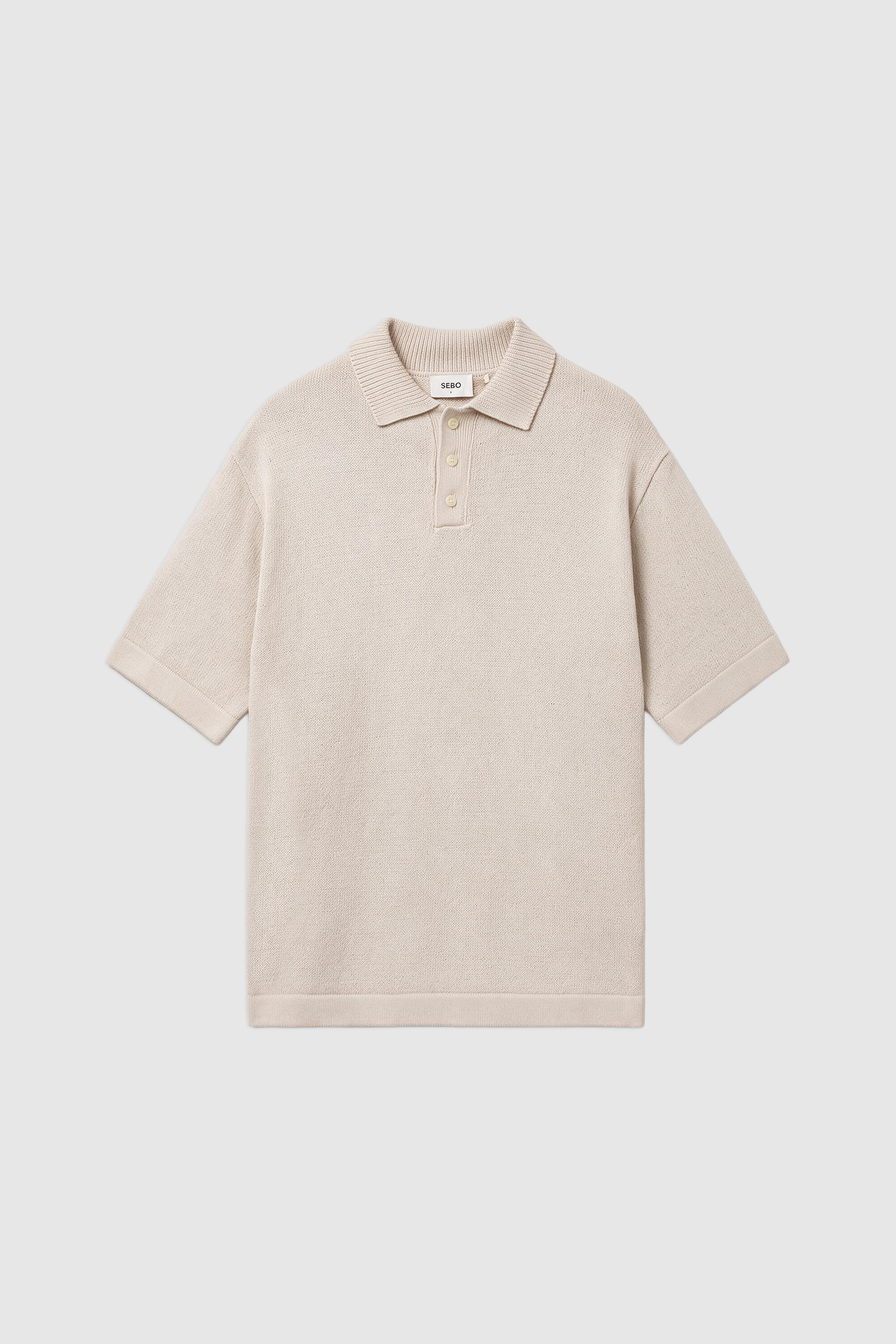Oversized Knitted Cotton Polo Shirt
