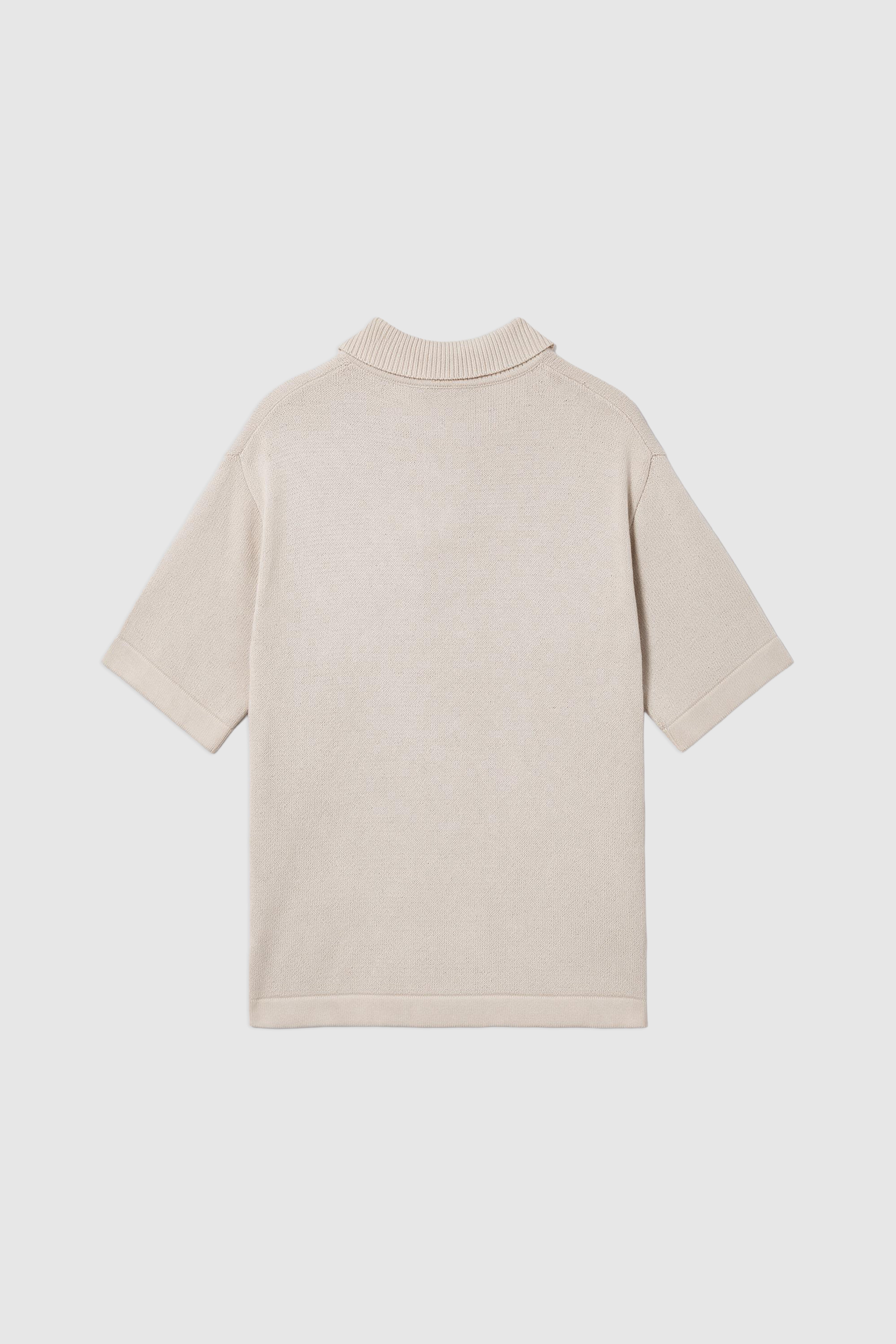 Oversized Knitted Cotton Polo Shirt