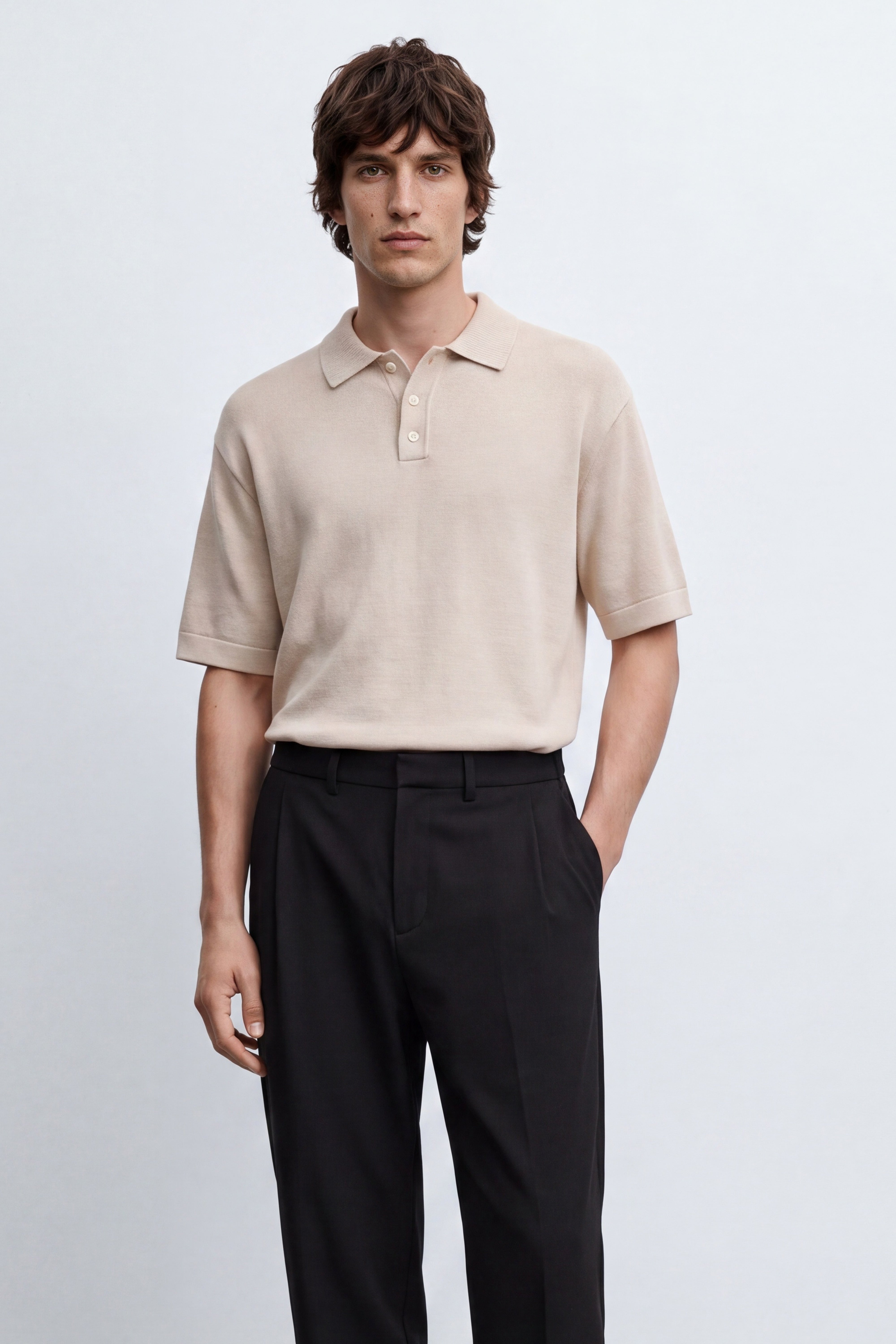 Oversized Knitted Cotton Polo Shirt