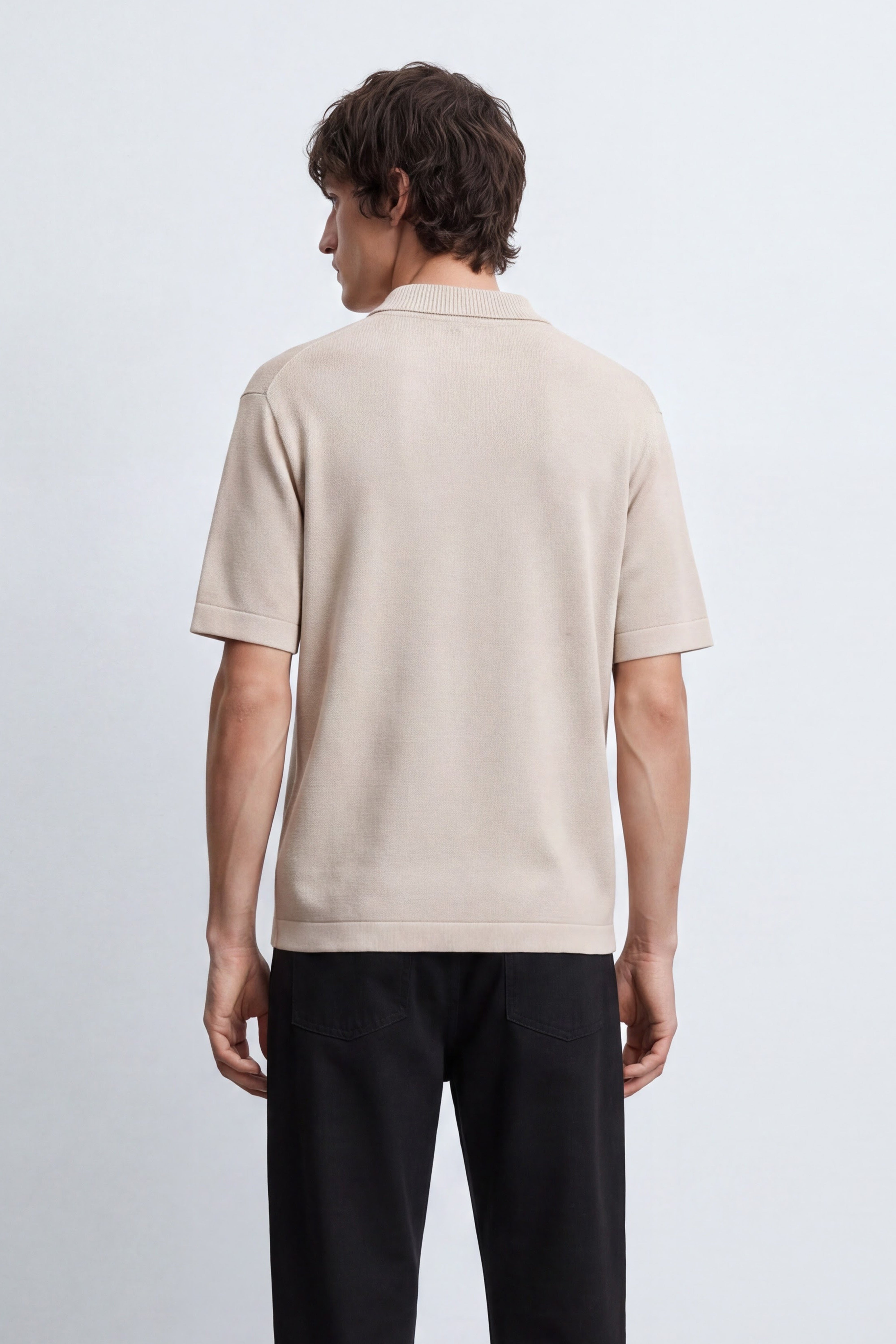 Oversized Knitted Cotton Polo Shirt