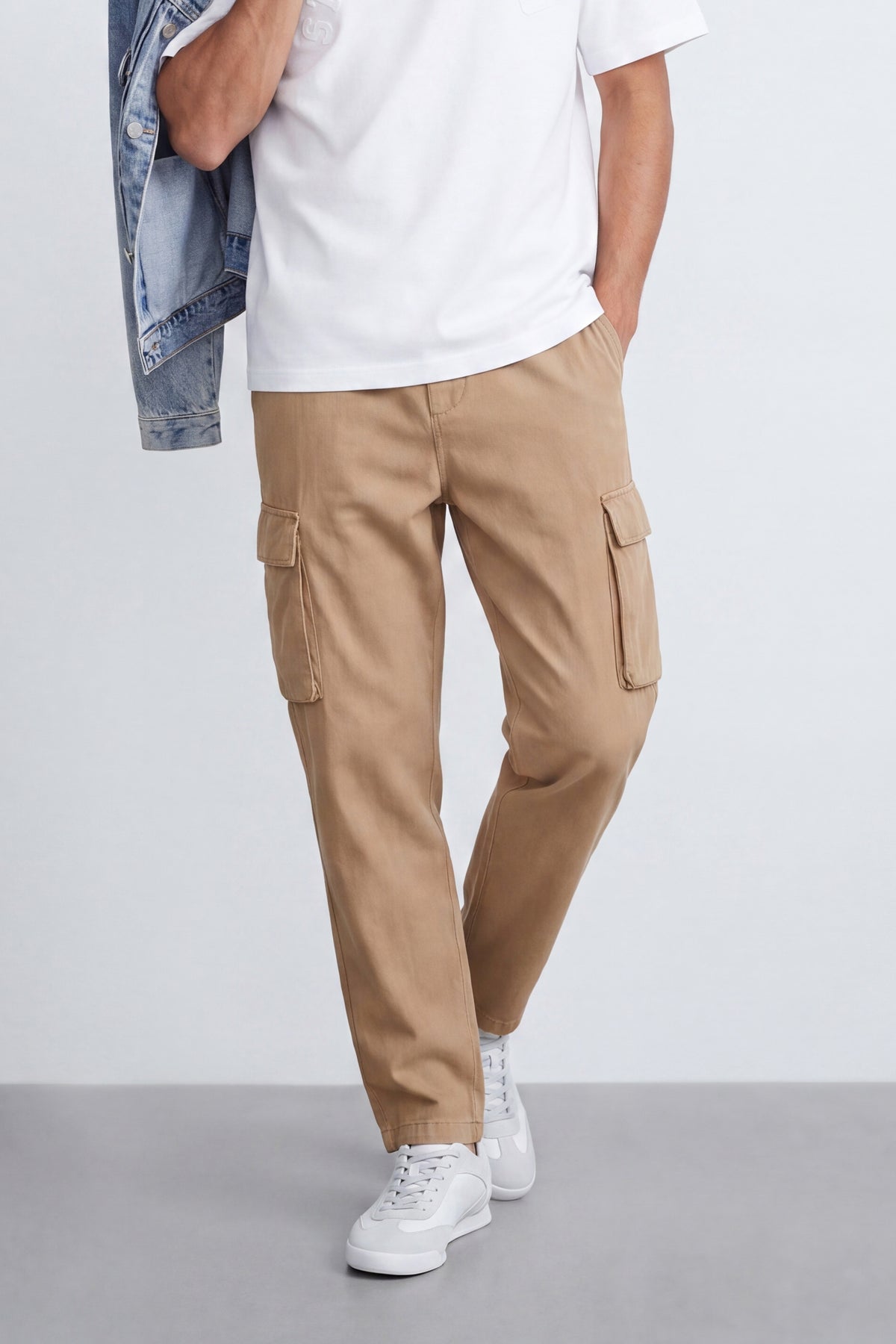 Linen Carrot Fit Cargo Pants