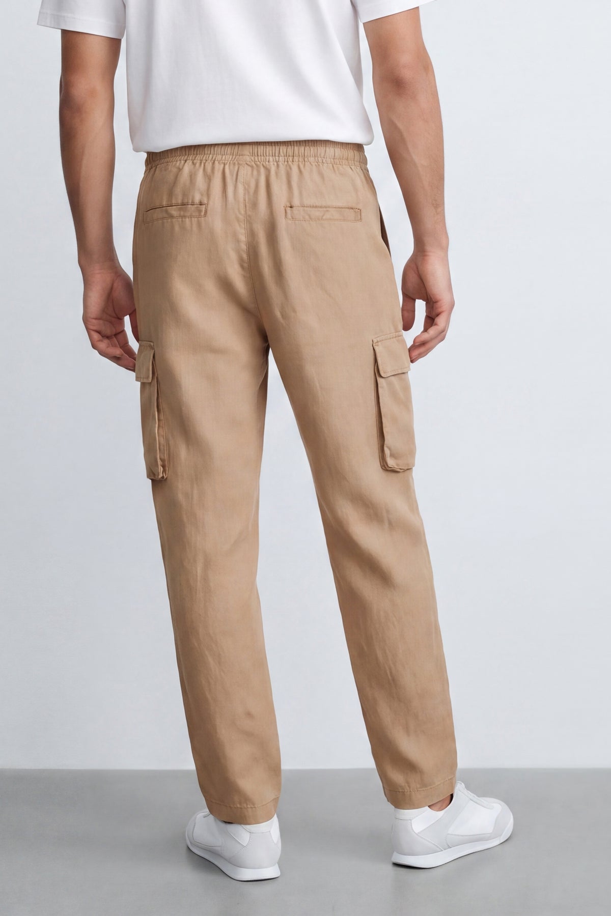 Linen Carrot Fit Cargo Pants